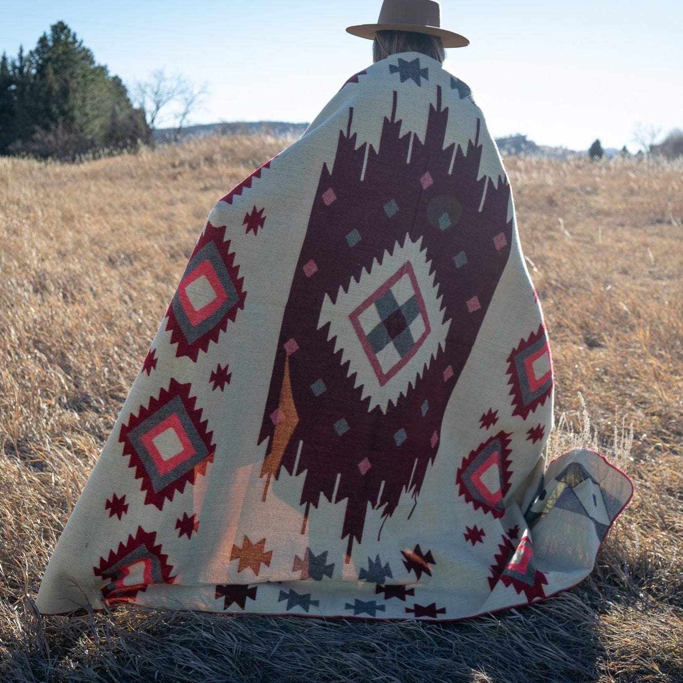 Manta de lana de alpaca andina - Roja