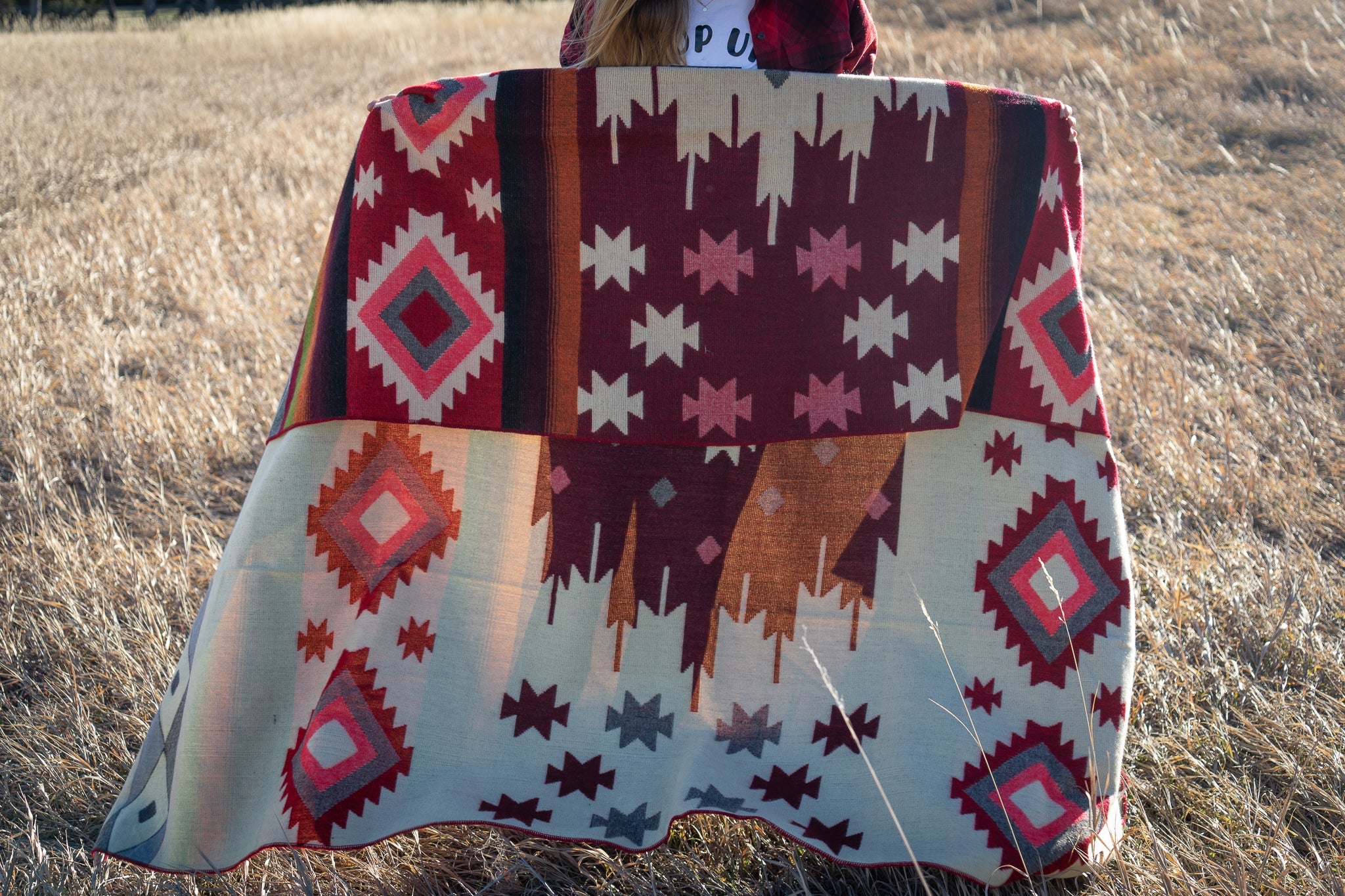 Manta de lana de alpaca andina - Roja