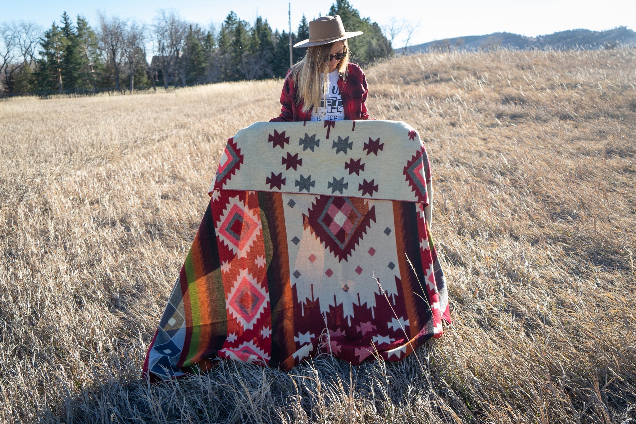 Manta de lana de alpaca andina - Roja