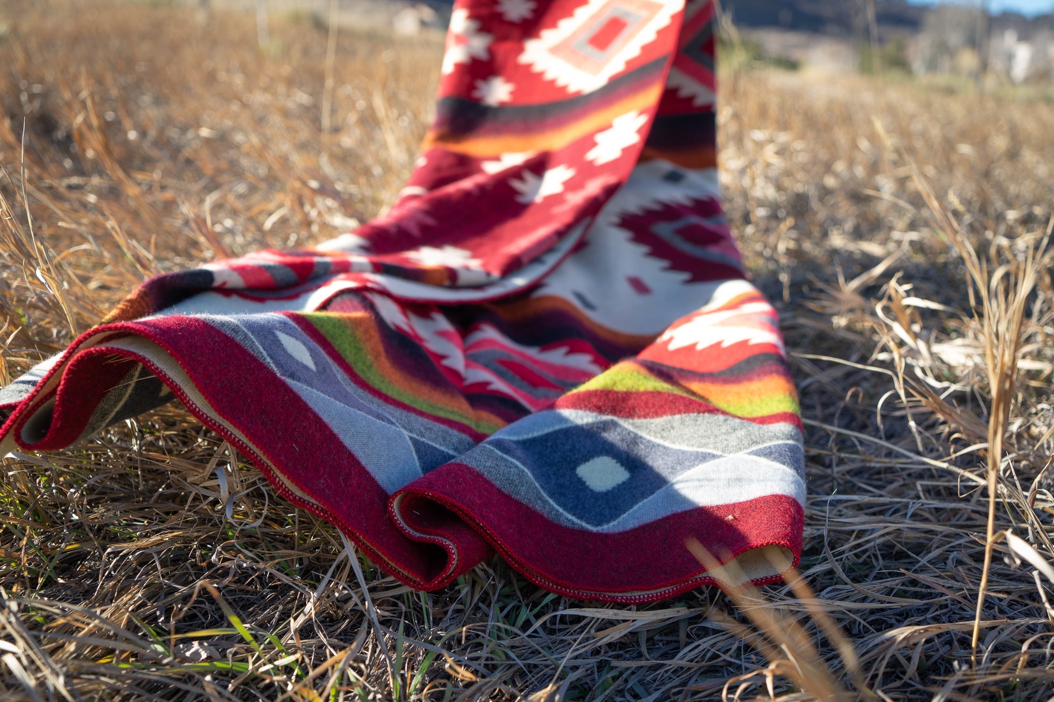Manta de lana de alpaca andina - Roja