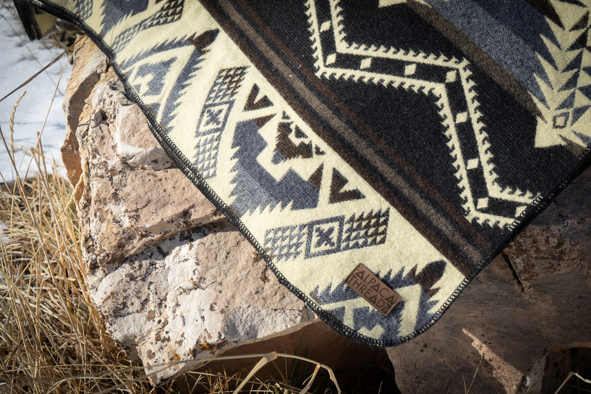 Manta de lana de alpaca andina - Gris pizarra