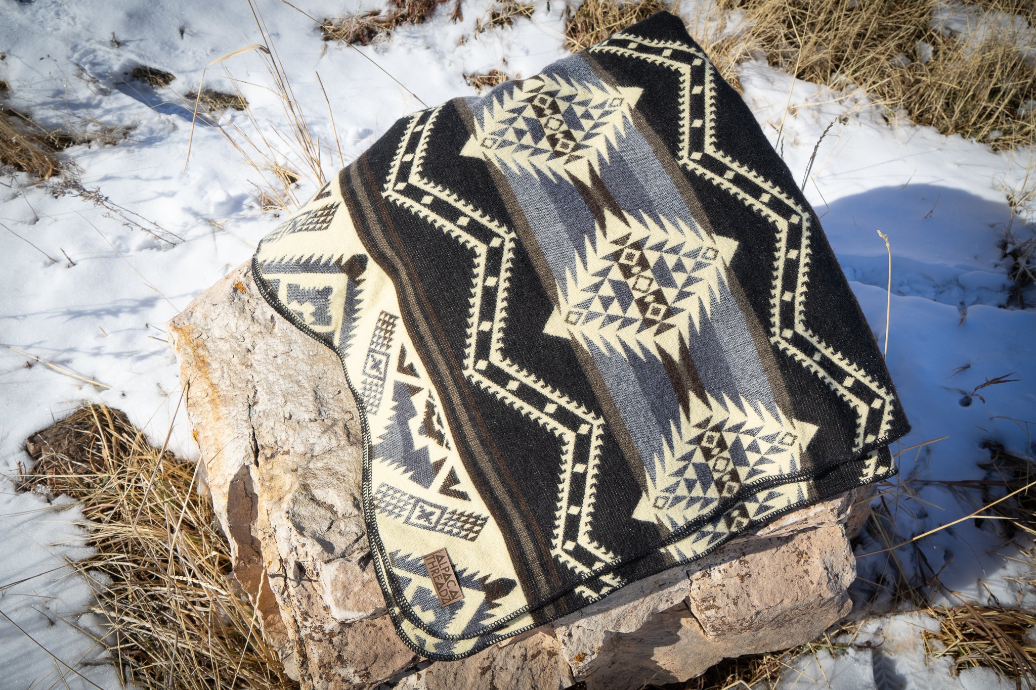 Manta de lana de alpaca andina - Gris pizarra