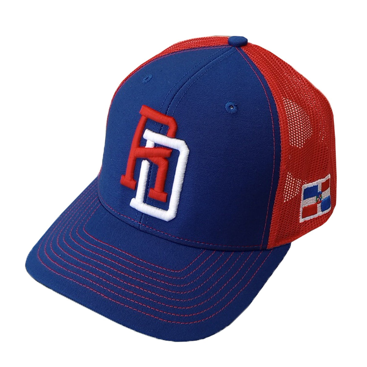 Gorra de malla Royal Roja RD República Dominicana con cierre a presión