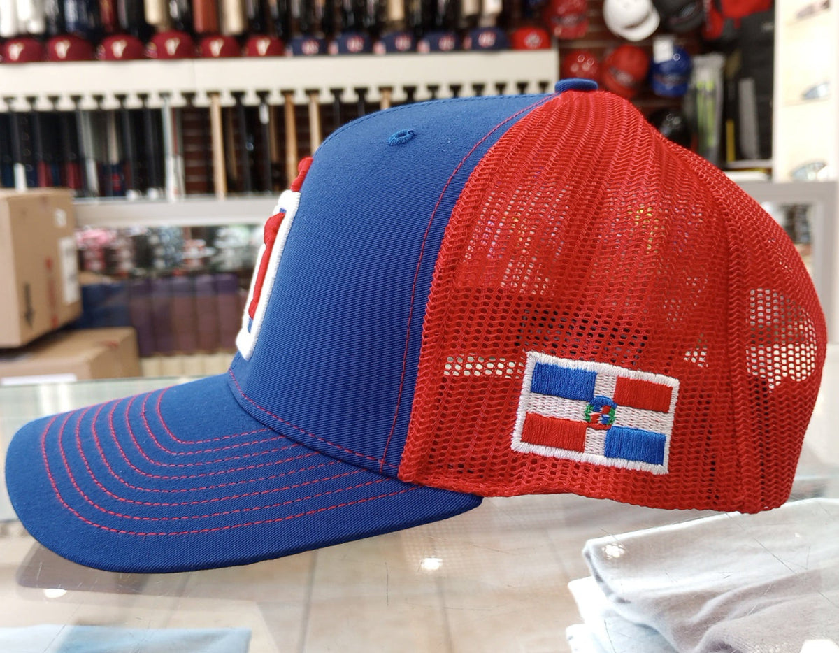 Gorra de malla Royal Roja RD República Dominicana con cierre a presión