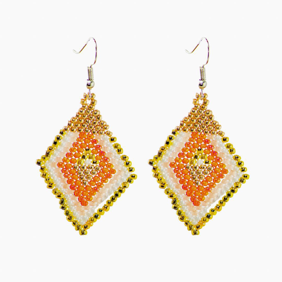 Lily Seed Bead Diamond Earrings - Guatemala