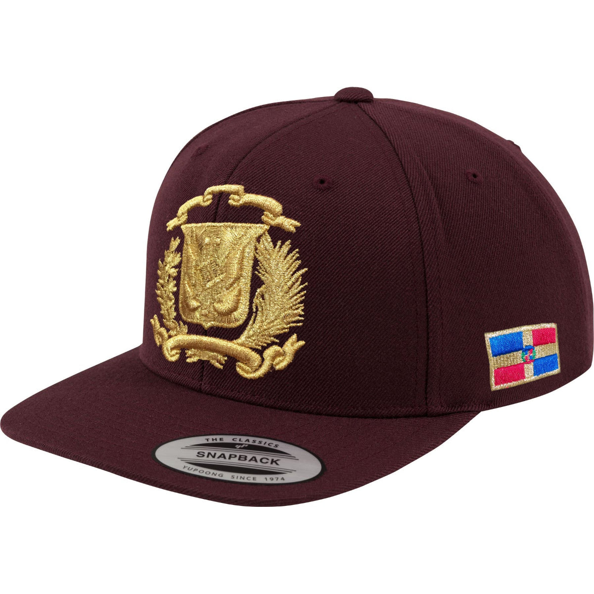 Escudo Republica Dominicana - Dominican Snapback Maroon - Metallic Gold Hat