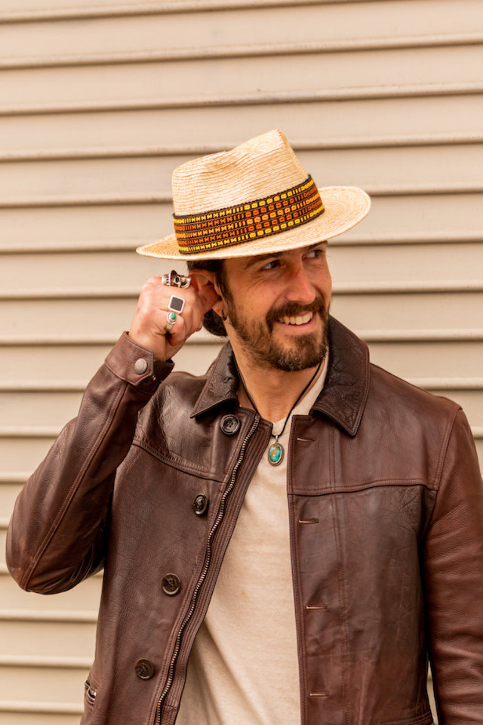 Sombrero de paja de hoja de palma Fedora