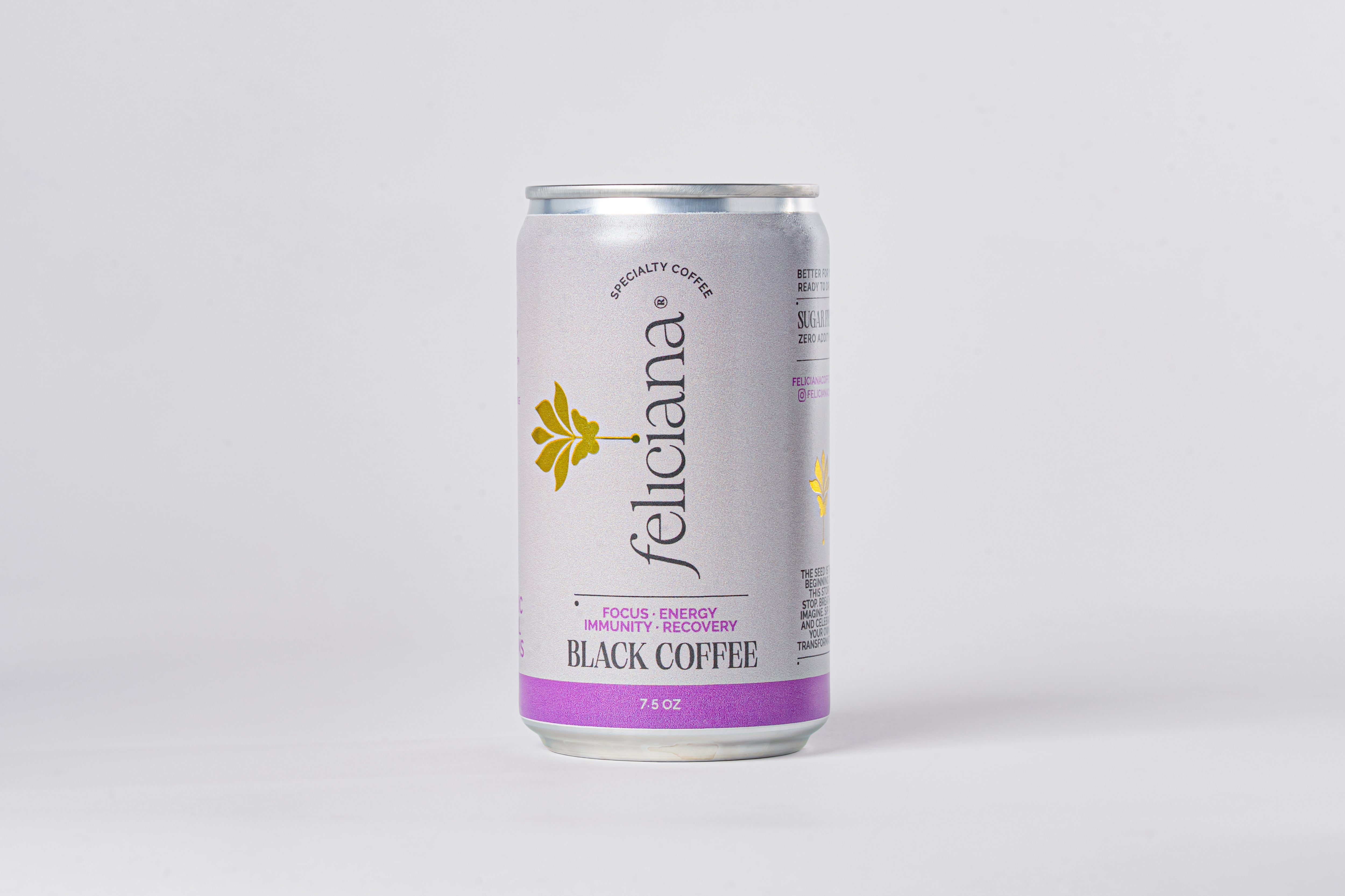 Paquete de 4 cafés negros Focus Energy enlatados con 10 hongos adaptógenos (7.5 oz)