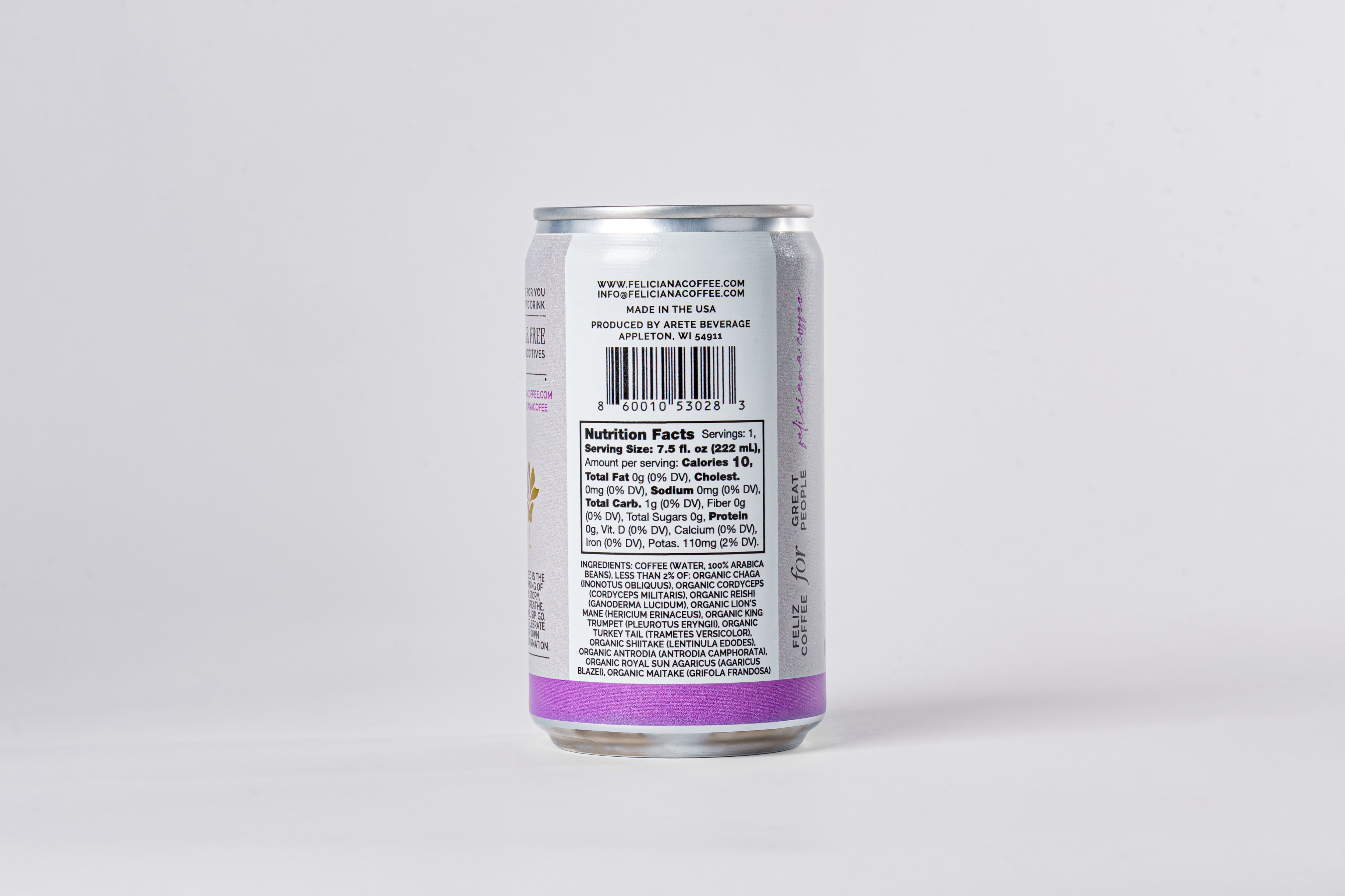 Paquete de 4 cafés negros Focus Energy enlatados con 10 hongos adaptógenos (7.5 oz)