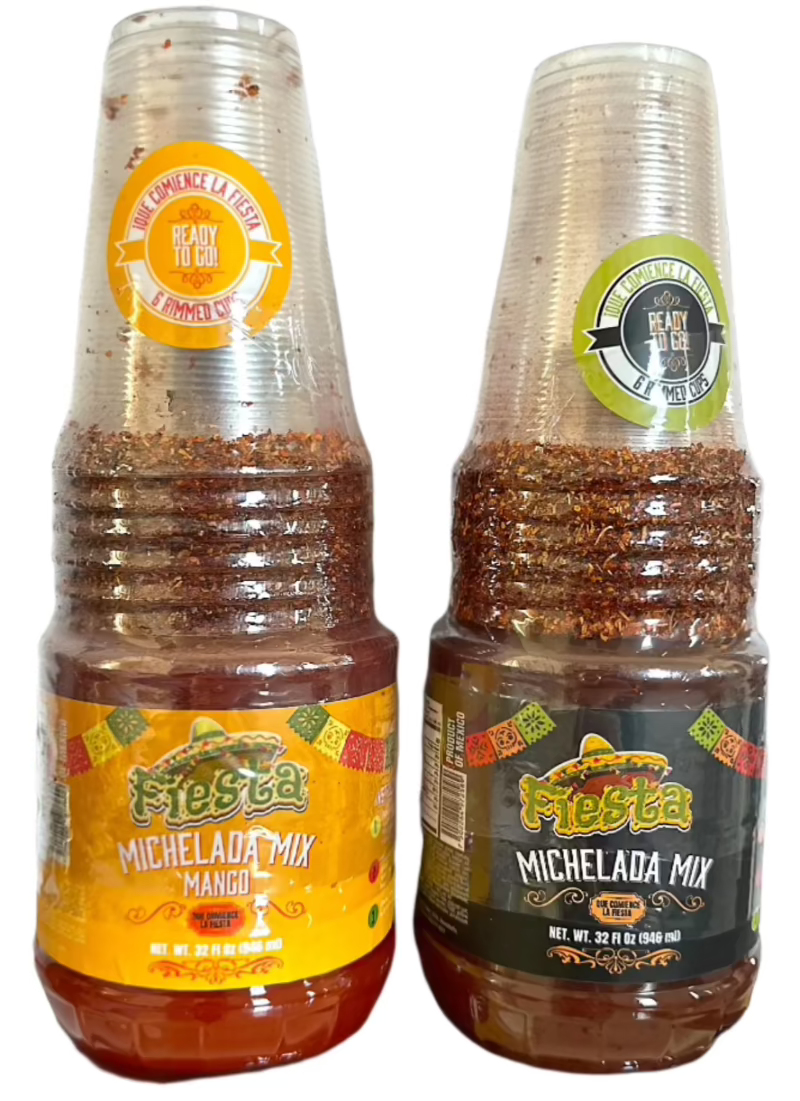 Fiesta's Ready To Go Mango Michelada Bottle with 6 Pre-Rimmed Party Cups