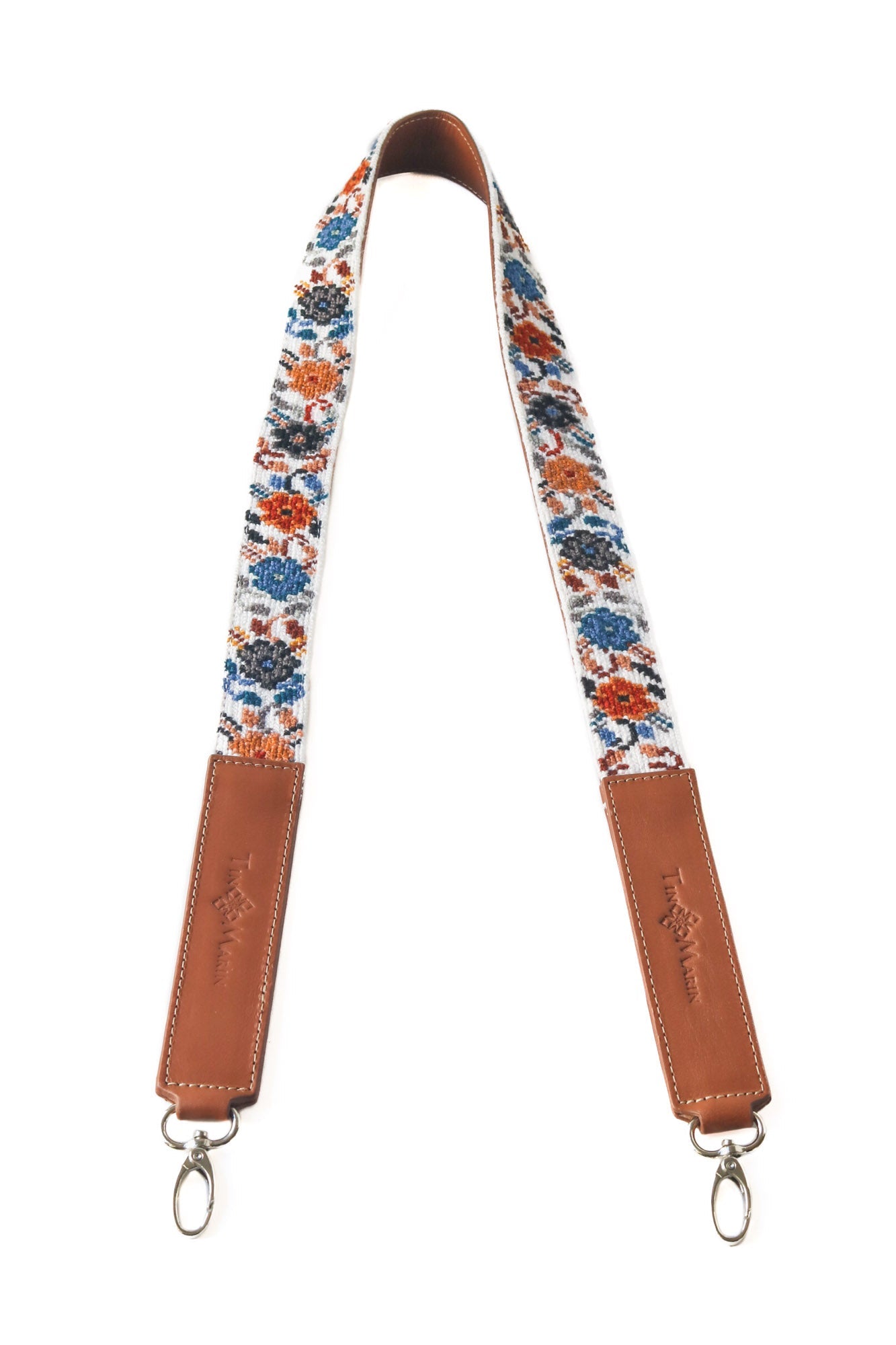 Correa de Bolso Tejida Mai - Flores con Cuero