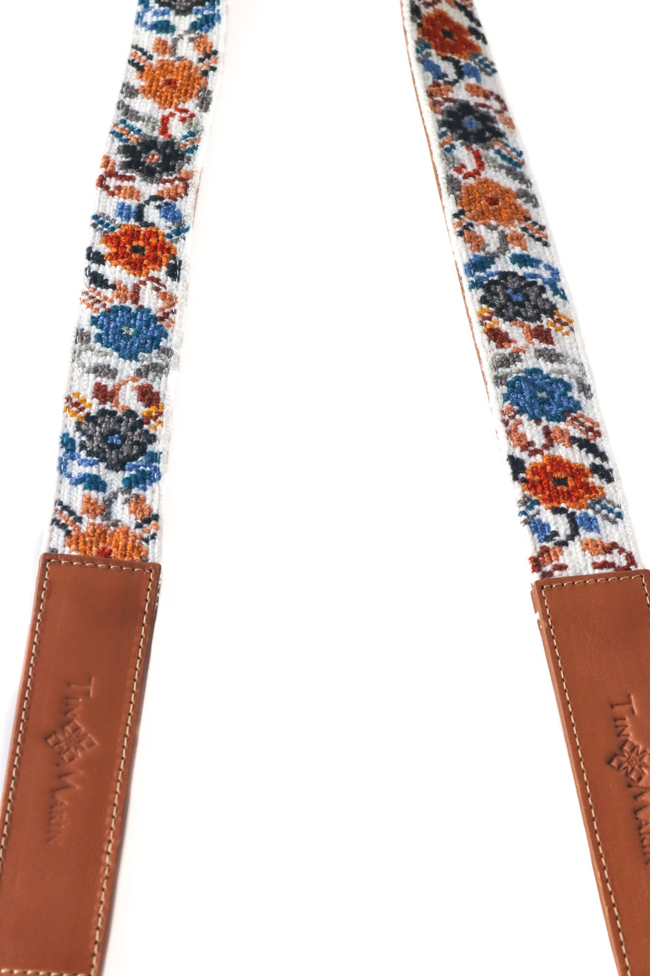 Correa de Bolso Tejida Mai - Flores con Cuero