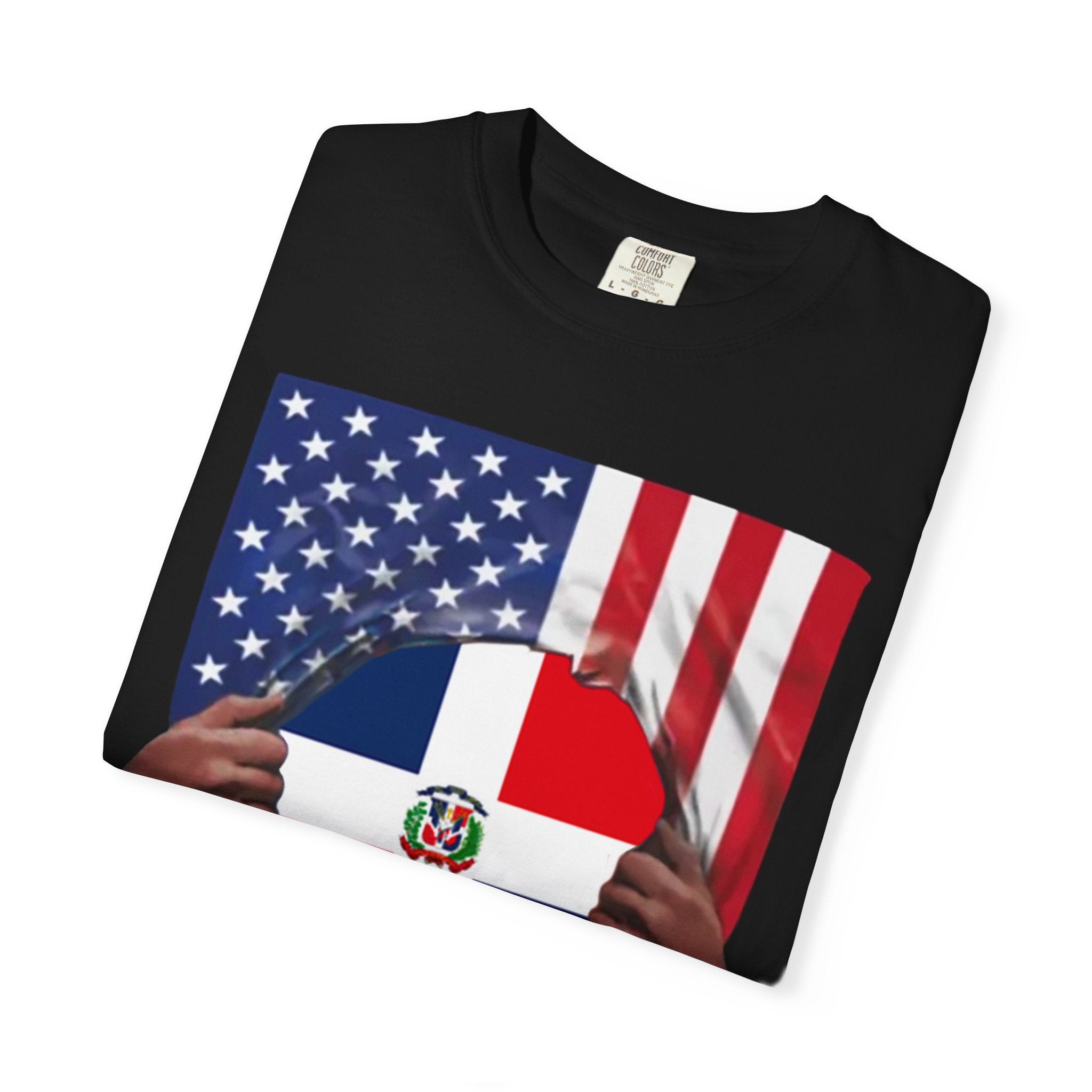 Bandera de República Dominicana + Bandera de EE. UU. Camiseta del Orgullo | Orgullo Dominicano + Americano 4 de Julio | Camisetas Latinas Virales Divertidas | Unisex