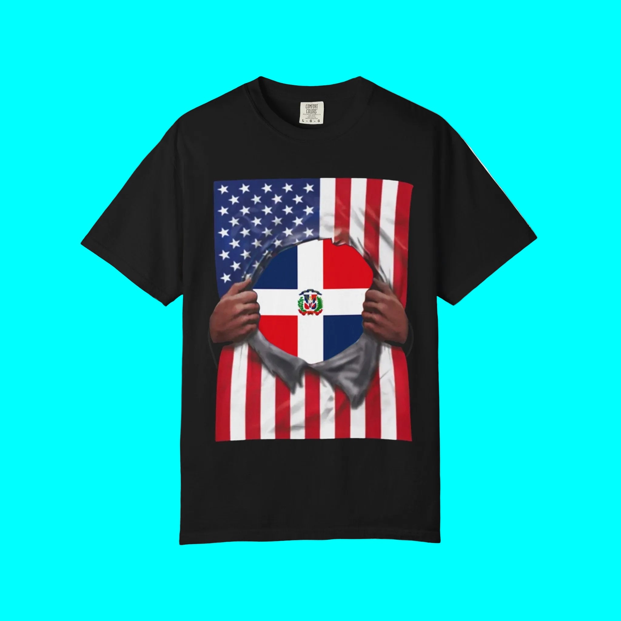 Bandera de República Dominicana + Bandera de EE. UU. Camiseta del Orgullo | Orgullo Dominicano + Americano 4 de Julio | Camisetas Latinas Virales Divertidas | Unisex