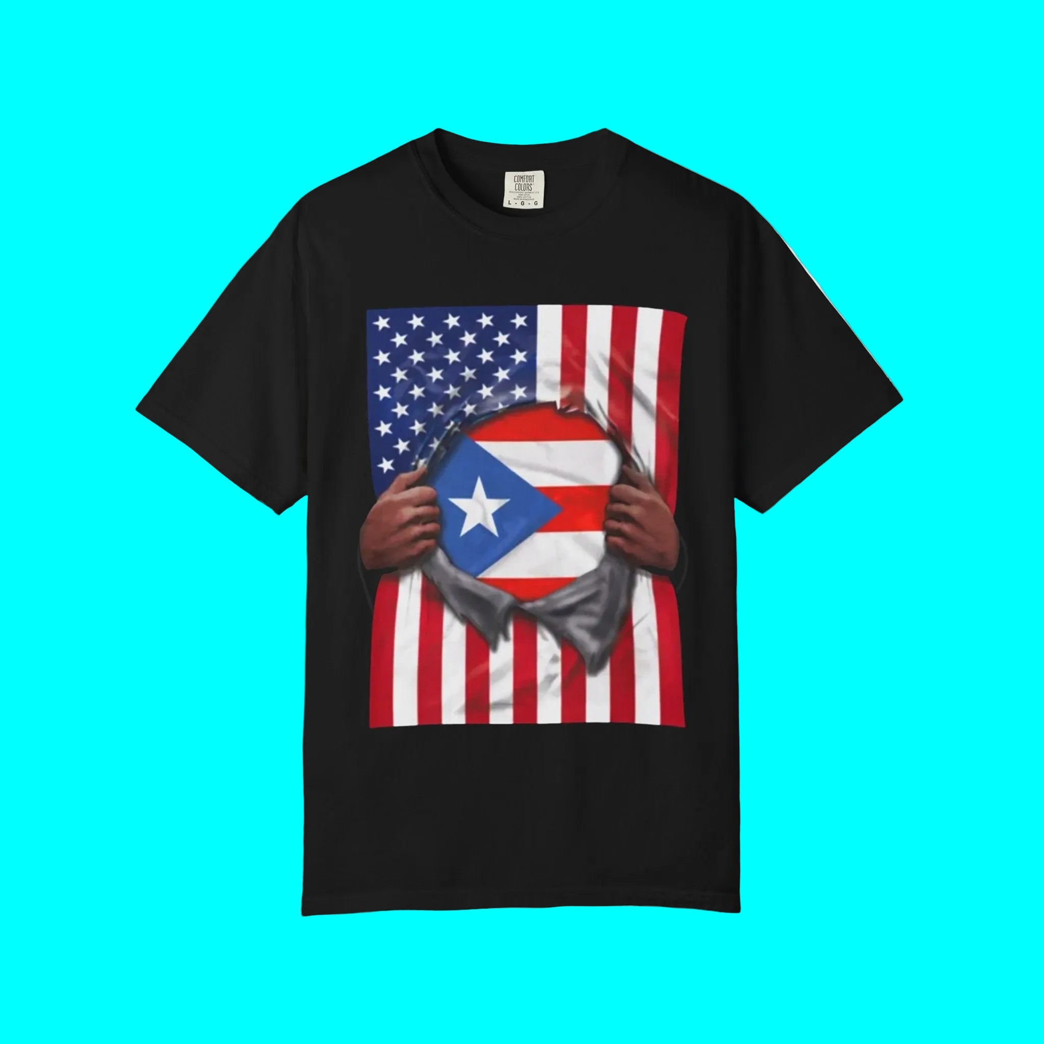 Camiseta Orgullo Bandera de Puerto Rico + Bandera de EE. UU. | Orgullo Puertorriqueño + Americano 4 de Julio | Camisetas Latinas Virales Divertidas | Unisex - 4 Colores