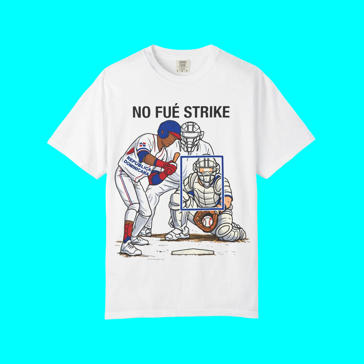 NO FUÉ STRIKE, Team Dominican Republic vs USA Baseball T-shirt | Platano Power Classic Funny Latino Tees | Heavyweight Cotton