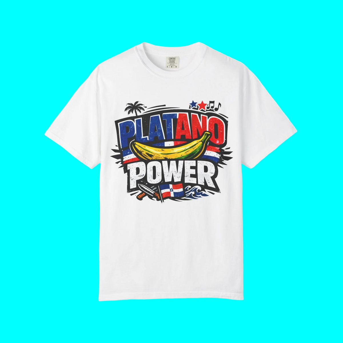 PLATANO POWER, Team Dominican Republic T-shirt | DR Baseball USA Funny Viral Latino Tees | Heavyweight Cotton