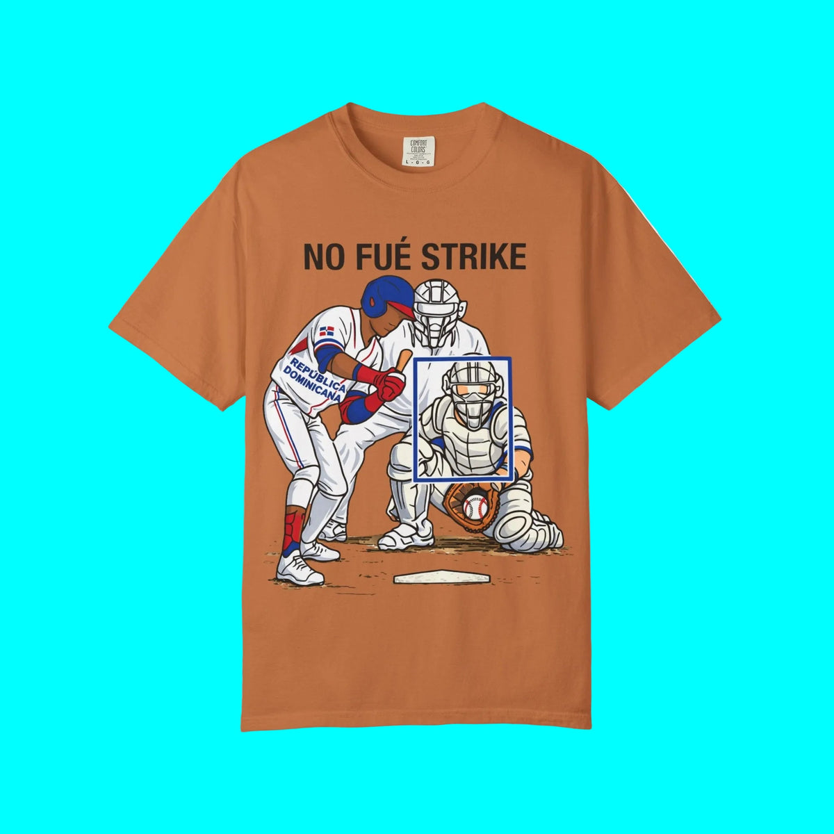 NO FUÉ STRIKE, Team Dominican Republic vs USA Baseball T-shirt | Platano Power Classic Funny Latino Tees | Heavyweight Cotton