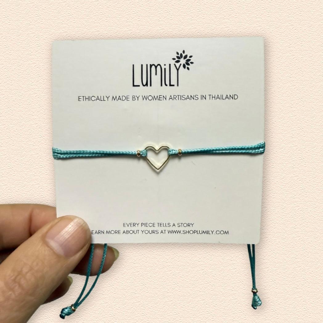 Heartstring Love Non-Tarnish Brass Heart Bracelet - Thailand