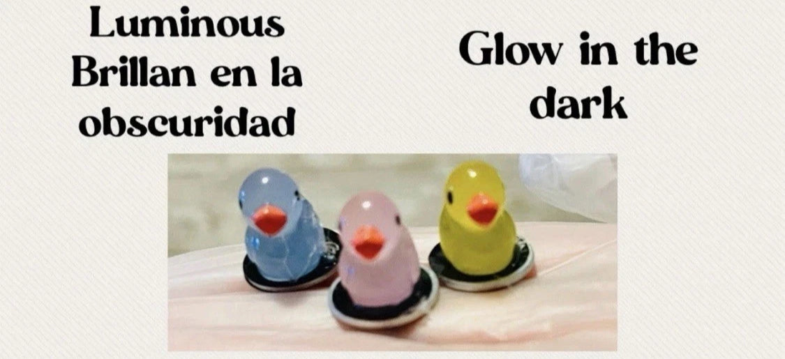 Fichas Luminosas de Patitos con Pala Magnetica y Corcholata Resin Filler Luminous Chips Duckies for Bingo Cards with Magnetic Wand and Container