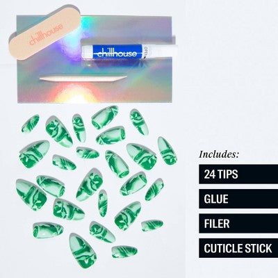 Chillhouse Chill Tips Uñas postizas a presión Shes a Gem 24ct - Nuevo