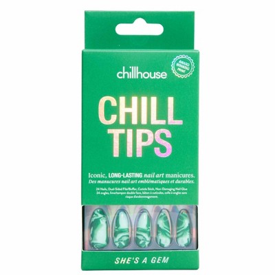Chillhouse Chill Tips Uñas postizas a presión Shes a Gem 24ct - Nuevo