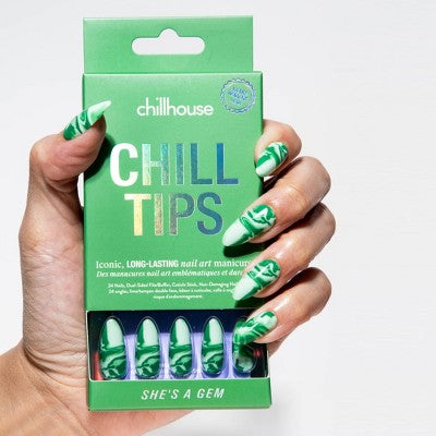 Chillhouse Chill Tips Uñas postizas a presión Shes a Gem 24ct - Nuevo