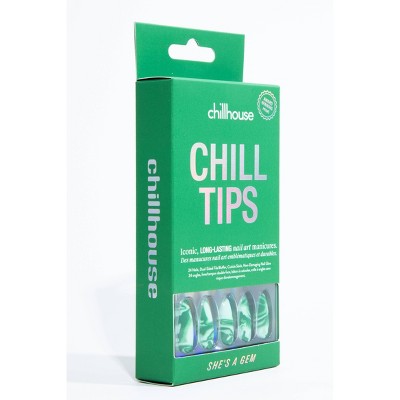 Chillhouse Chill Tips Uñas postizas a presión Shes a Gem 24ct - Nuevo