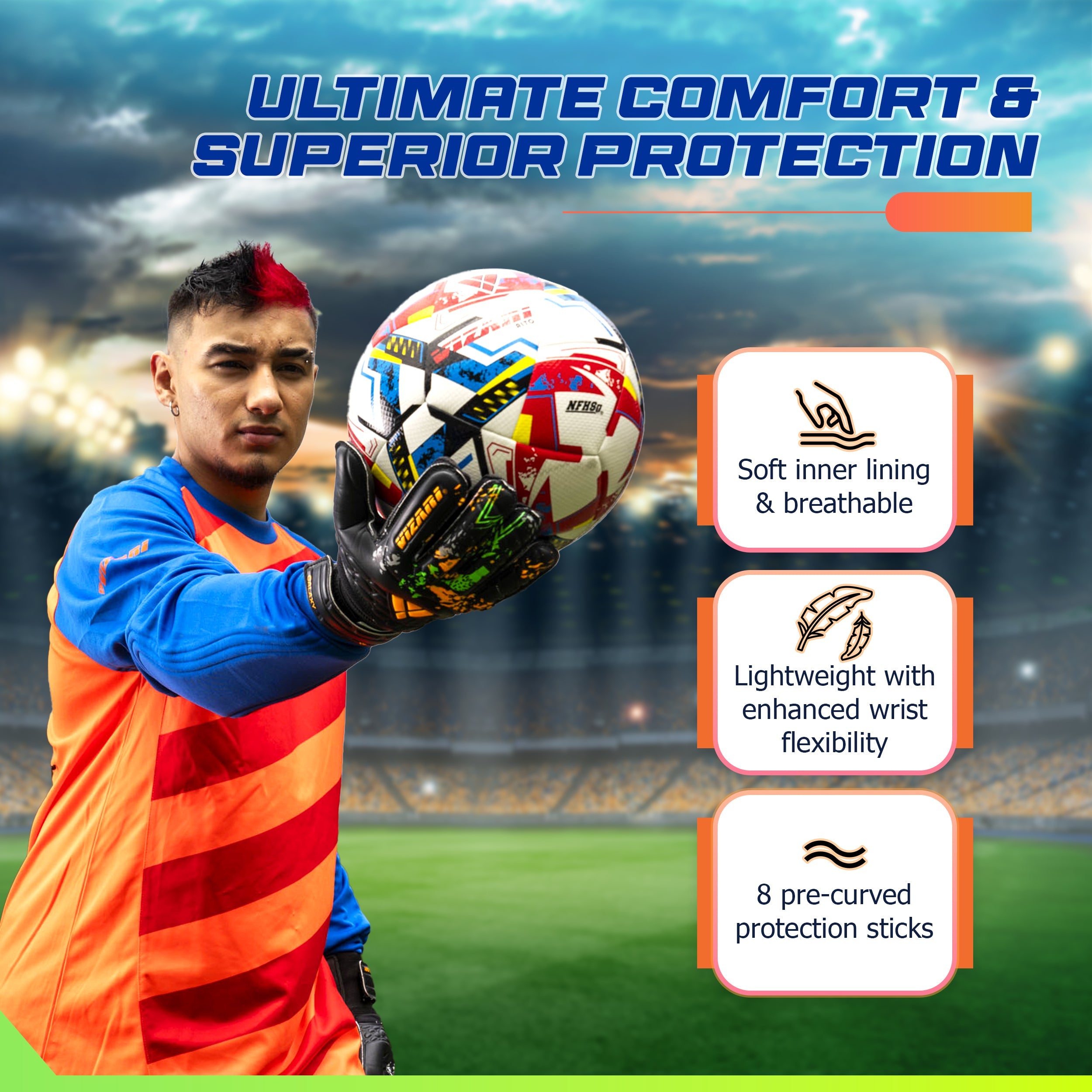 Galaxy F.P. Goalkeeping Glove-Black/Orange