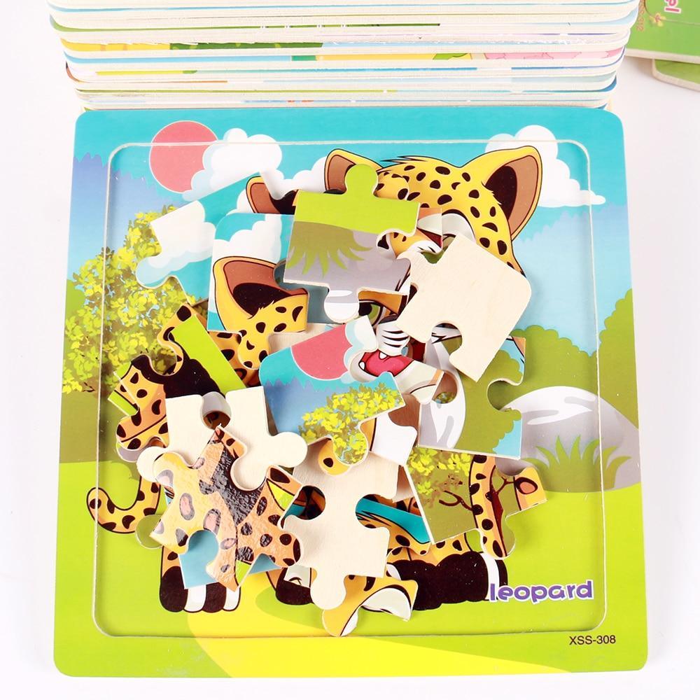 38 Style Cartoon Wooden Puzzle Children Animal/ Vehicle Toy For  2-6 Year Baby Early Educational Toys for Kids