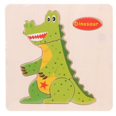 Baby Toys Wooden 3D Puzzle Cartoon Animal Intelligence Kids Educational Brain Teaser Children Tangram Shapes Learning