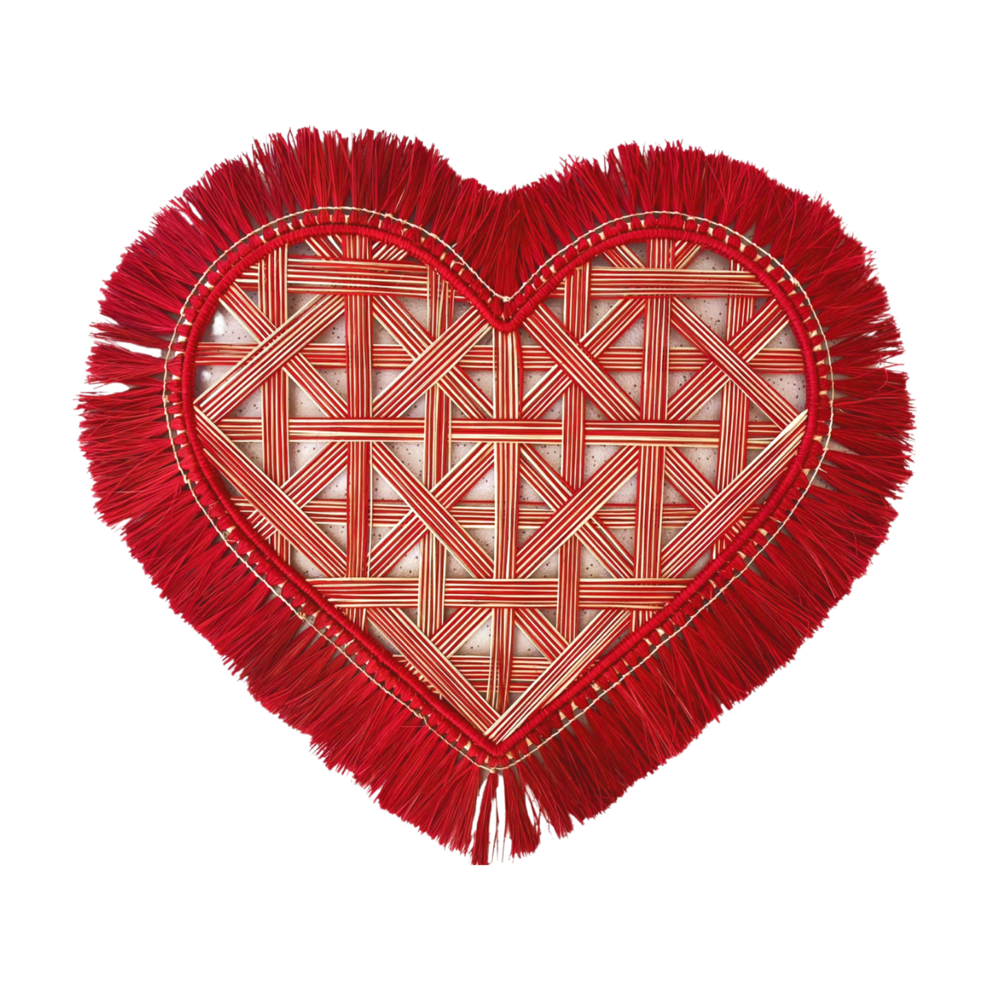 Heart Fringe Handwoven Iraca Placemat