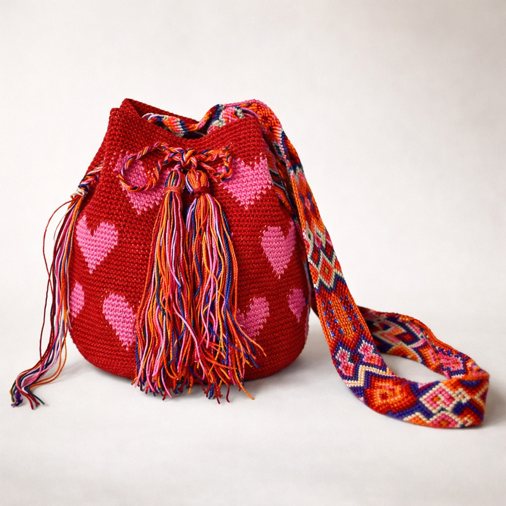 Bolso cruzado Catalina Hearts de ganchillo, pieza única - México