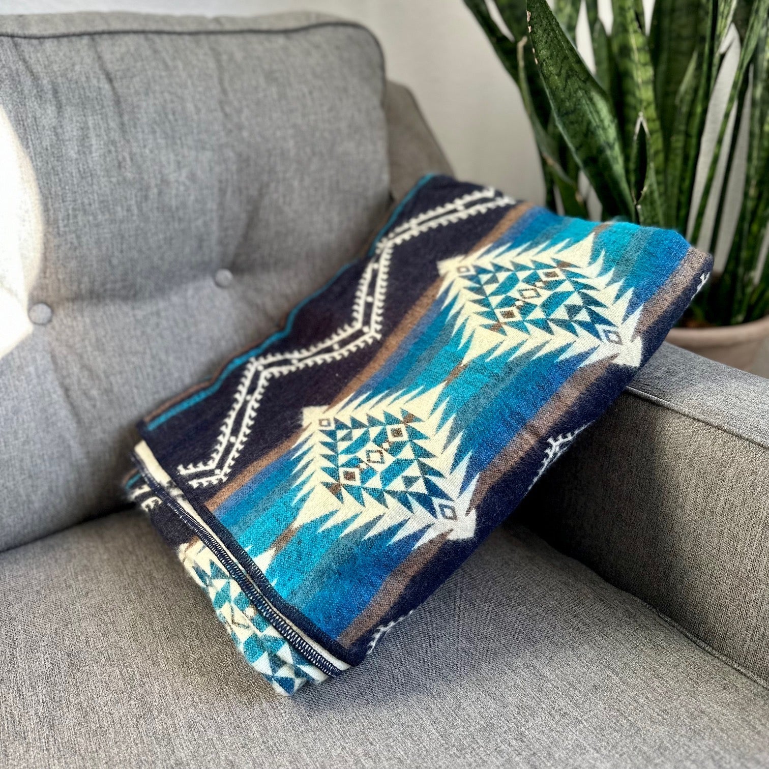 Manta de lana de alpaca andina - Azul cobalto