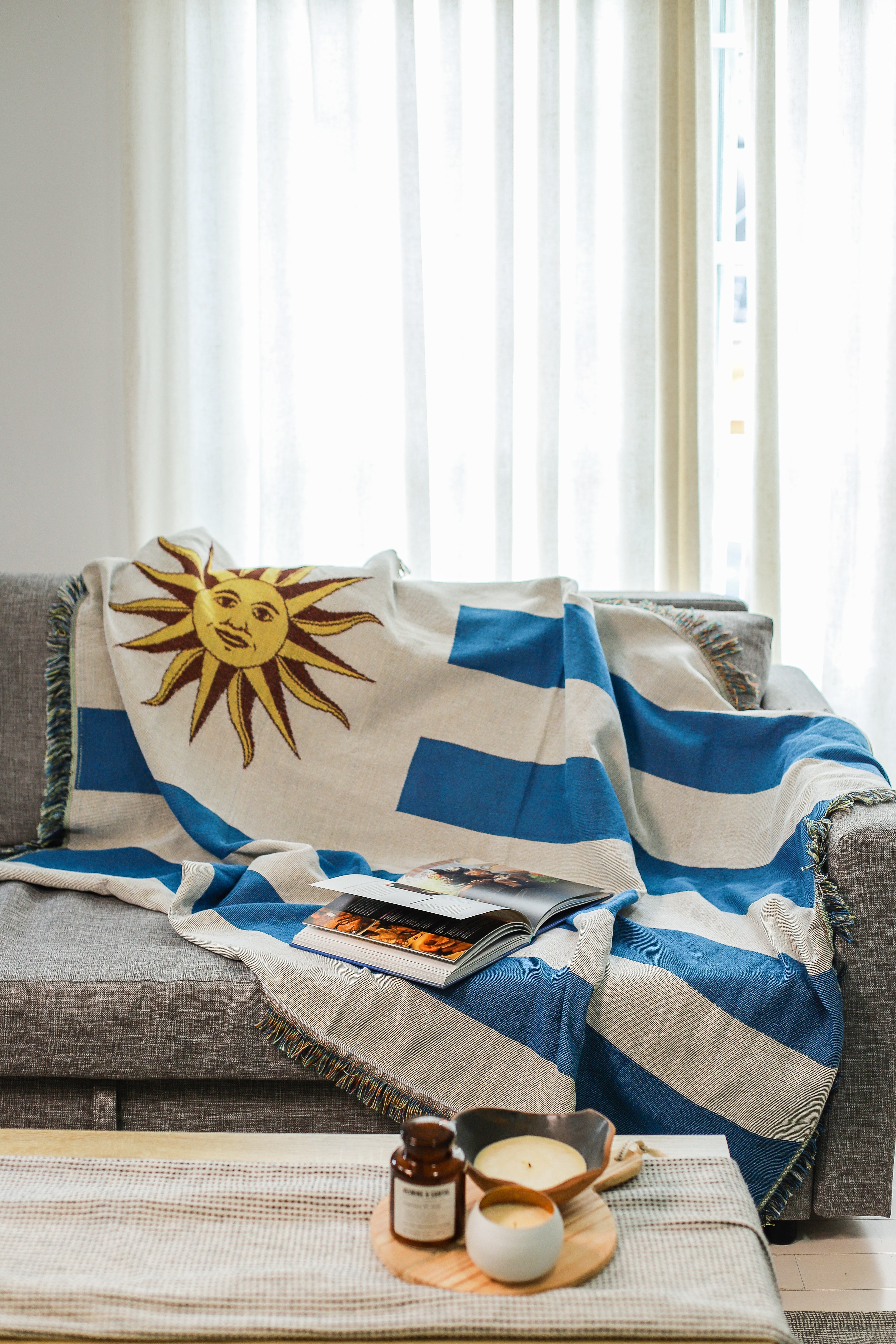 Uruguay Flag Woven Throw Blanket