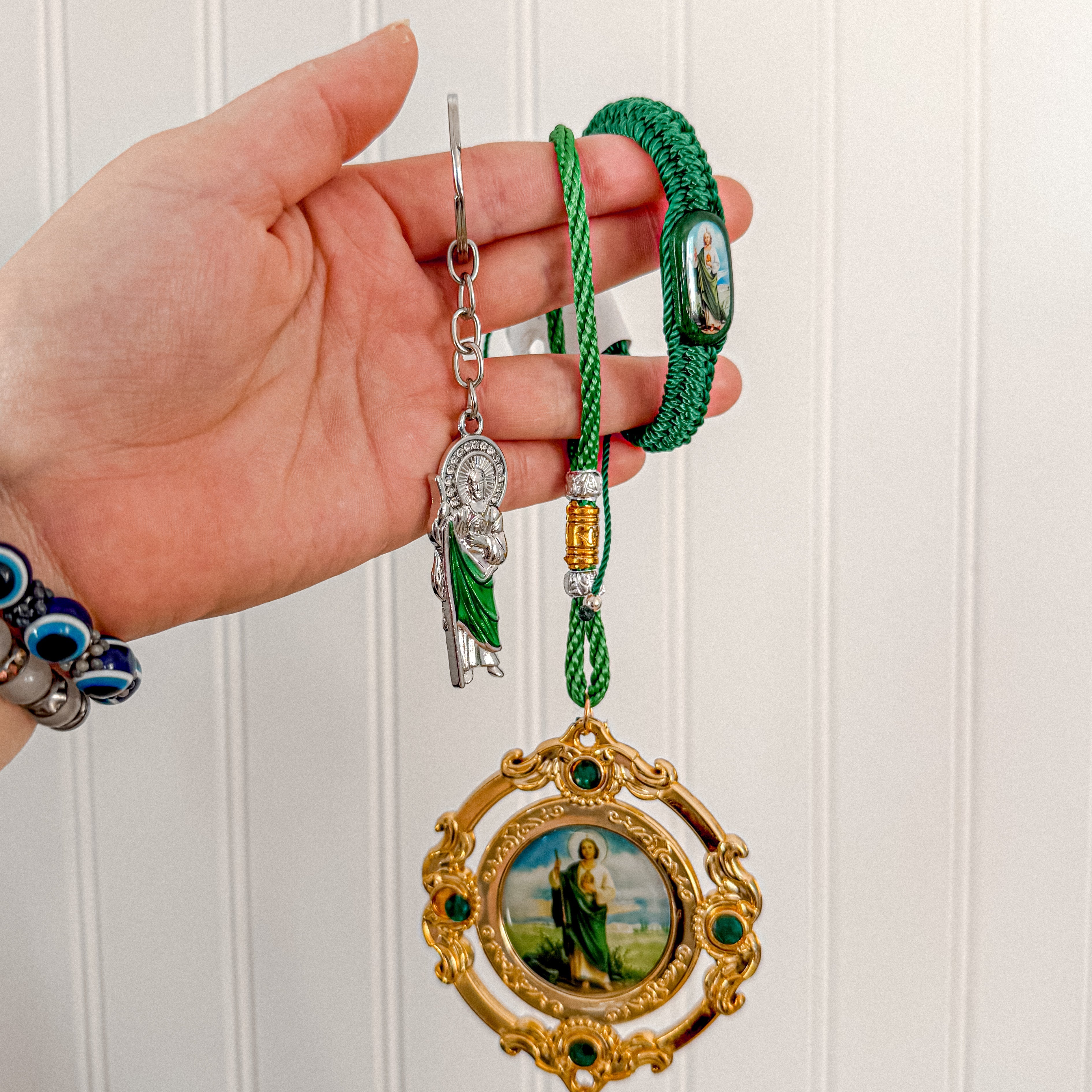 Adjustable Green San Judas Bracelet