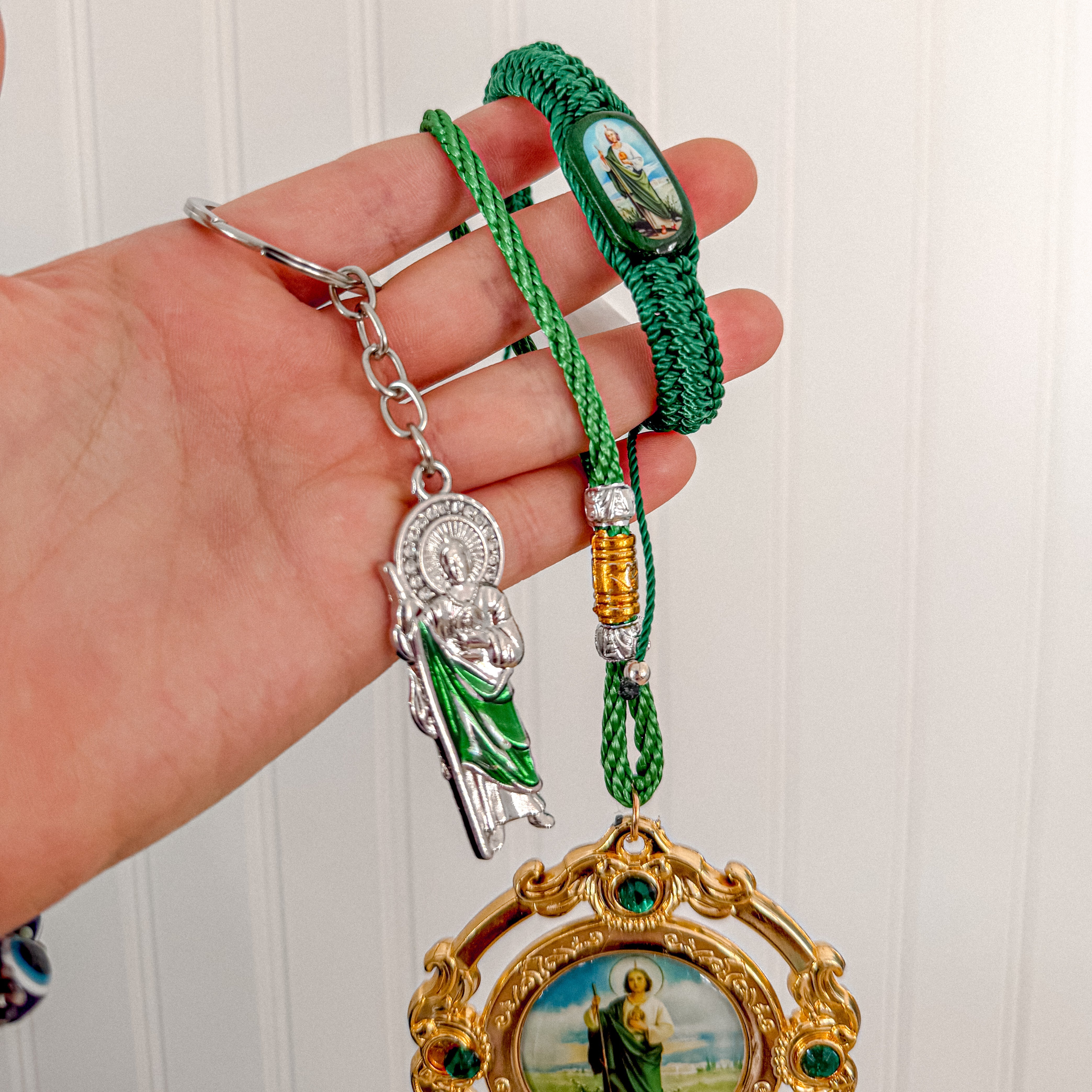 Adjustable Green San Judas Bracelet