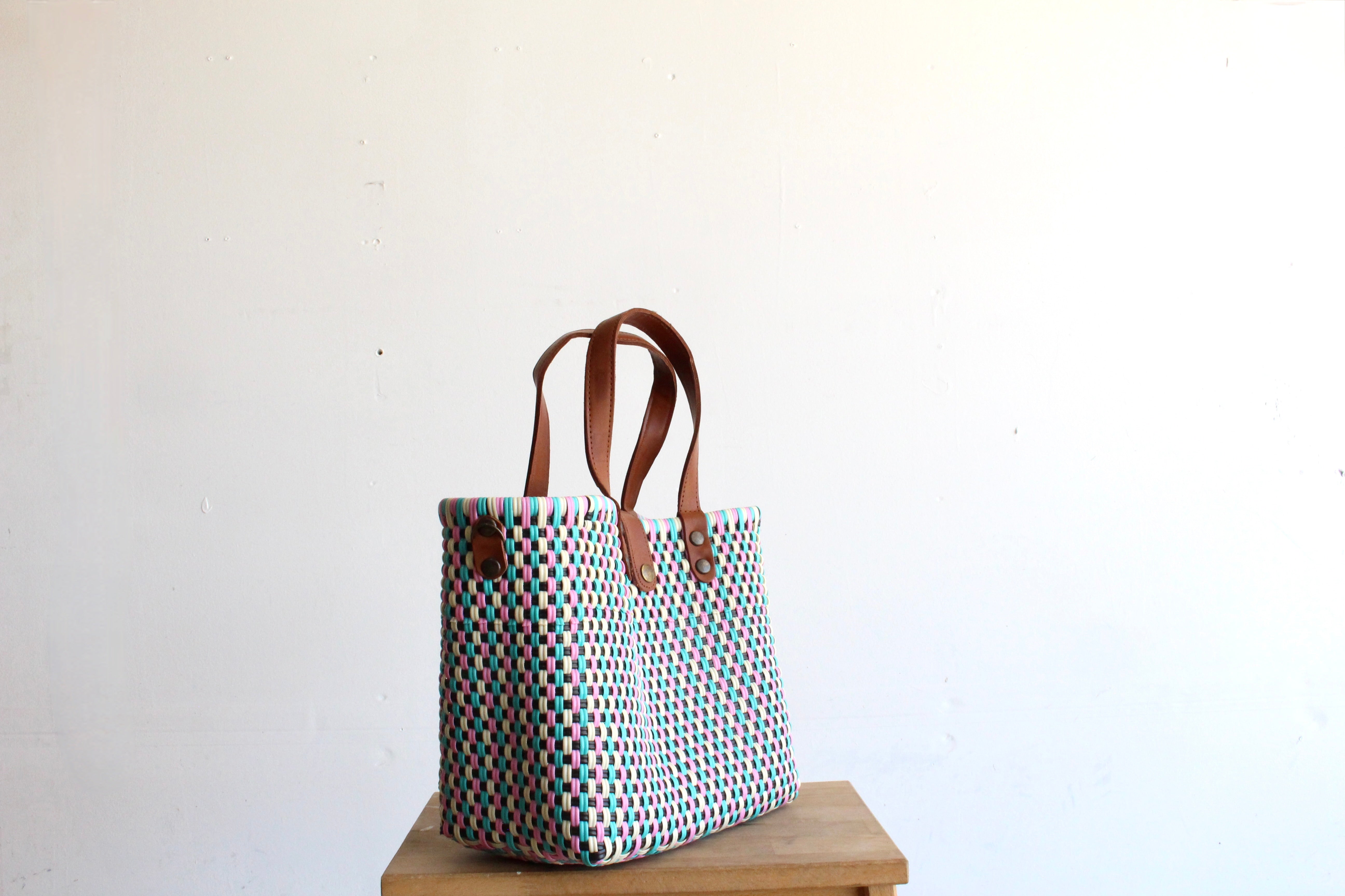 White, Black, Teal & Pink Purse bag by MexiMexi