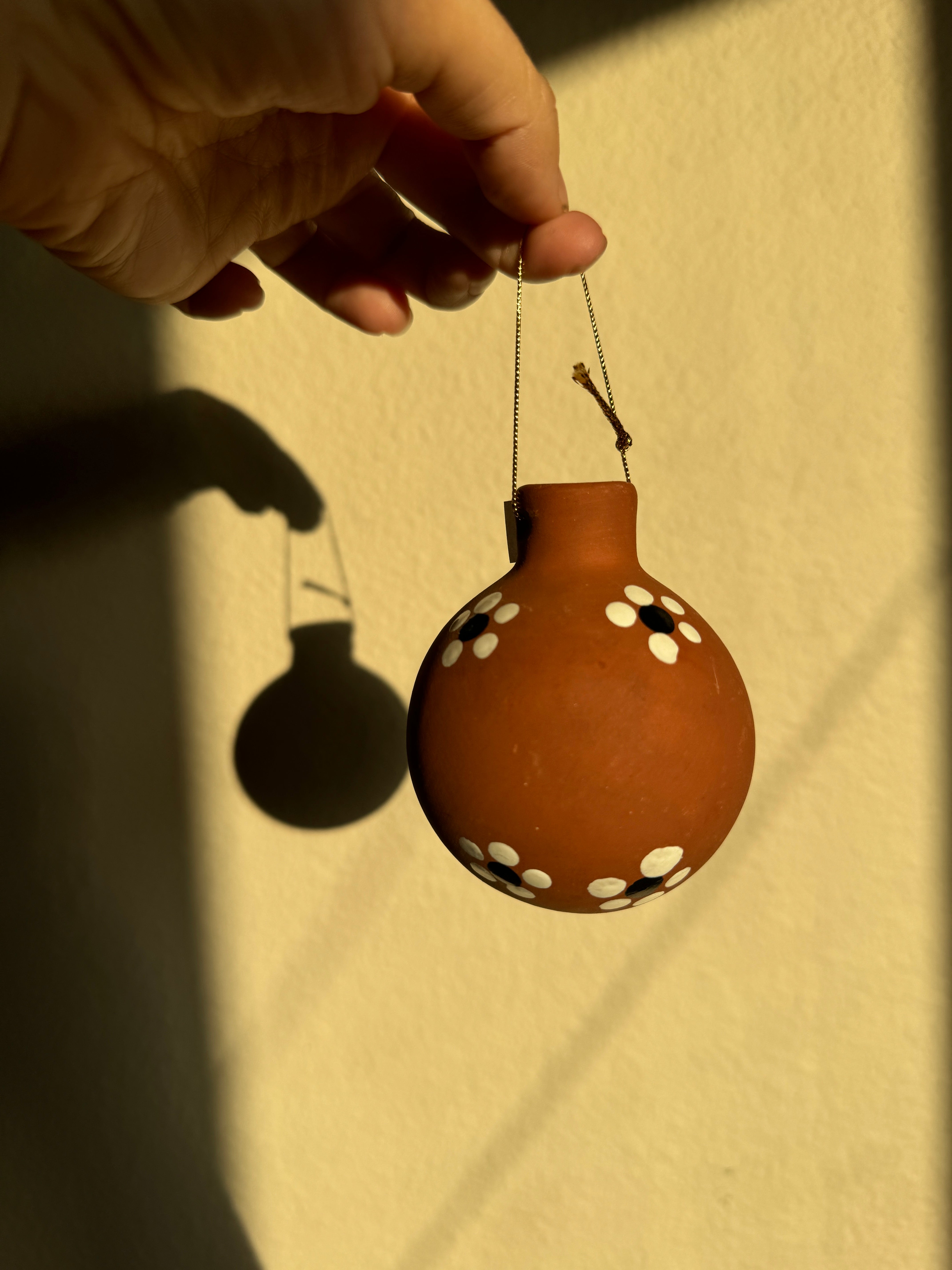 Mexican Ornaments, Hand Painted, Christmas barro