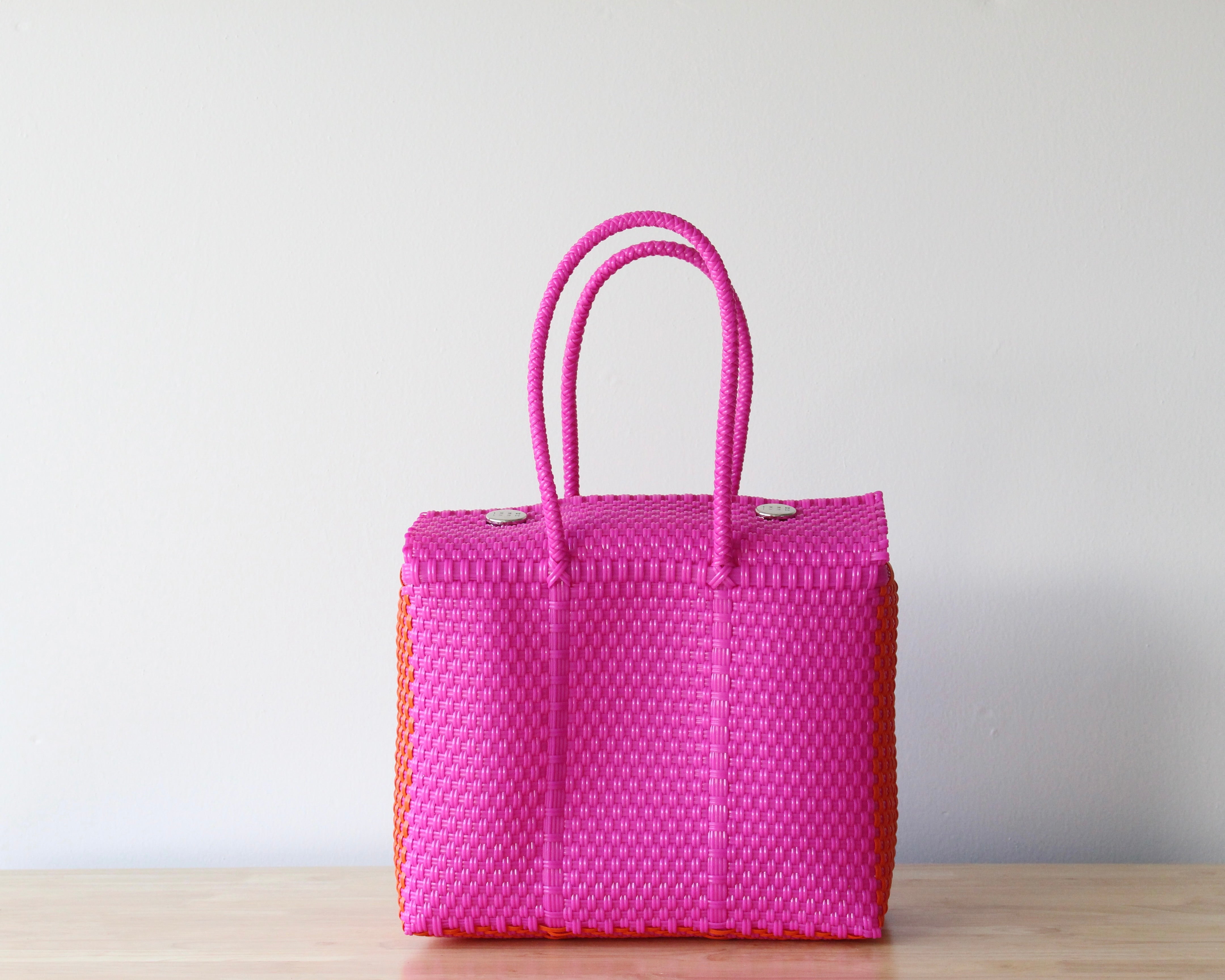 Hot Pink & Orange Medium Woven Handbag by MexiMexi