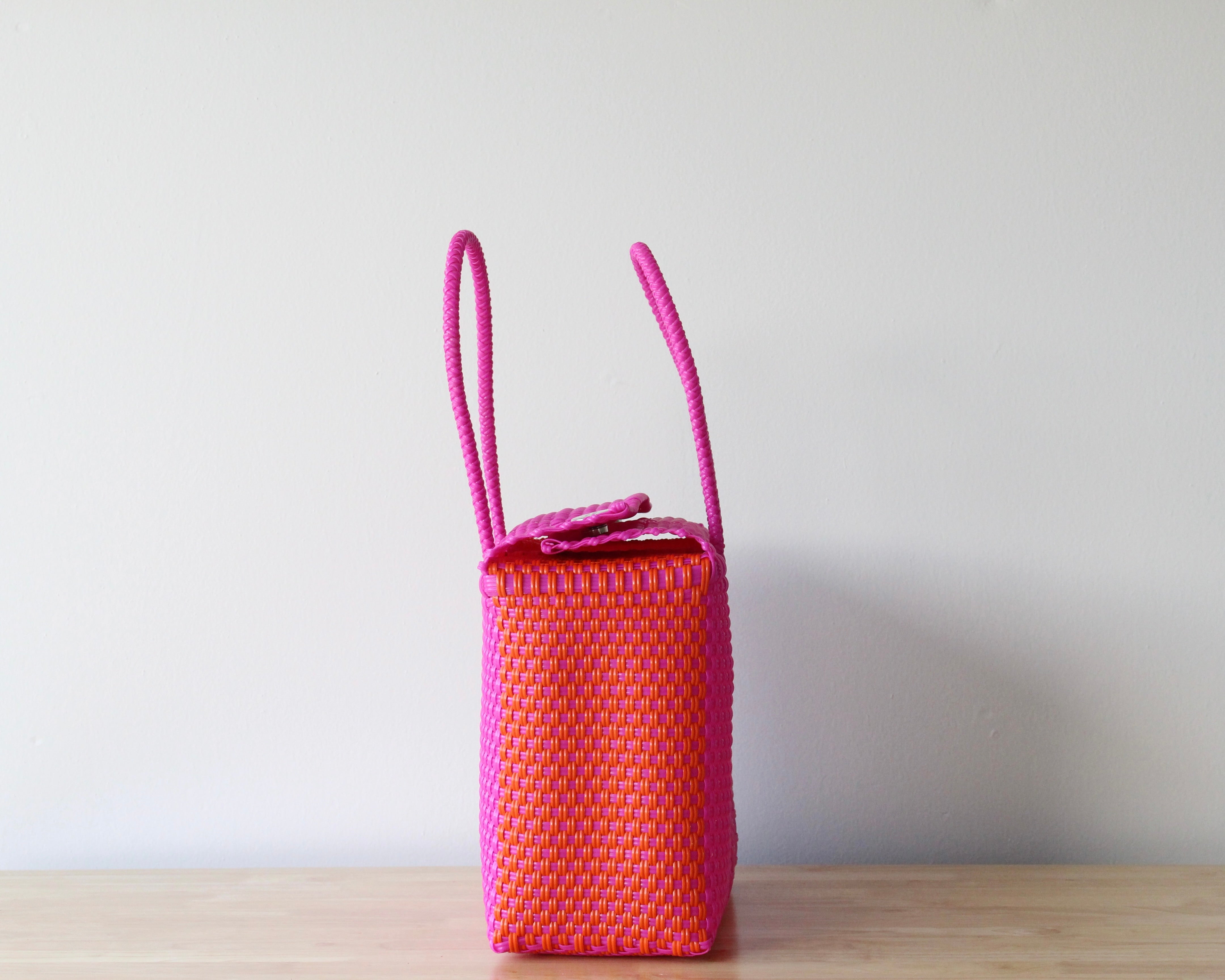 Hot Pink & Orange Medium Woven Handbag by MexiMexi