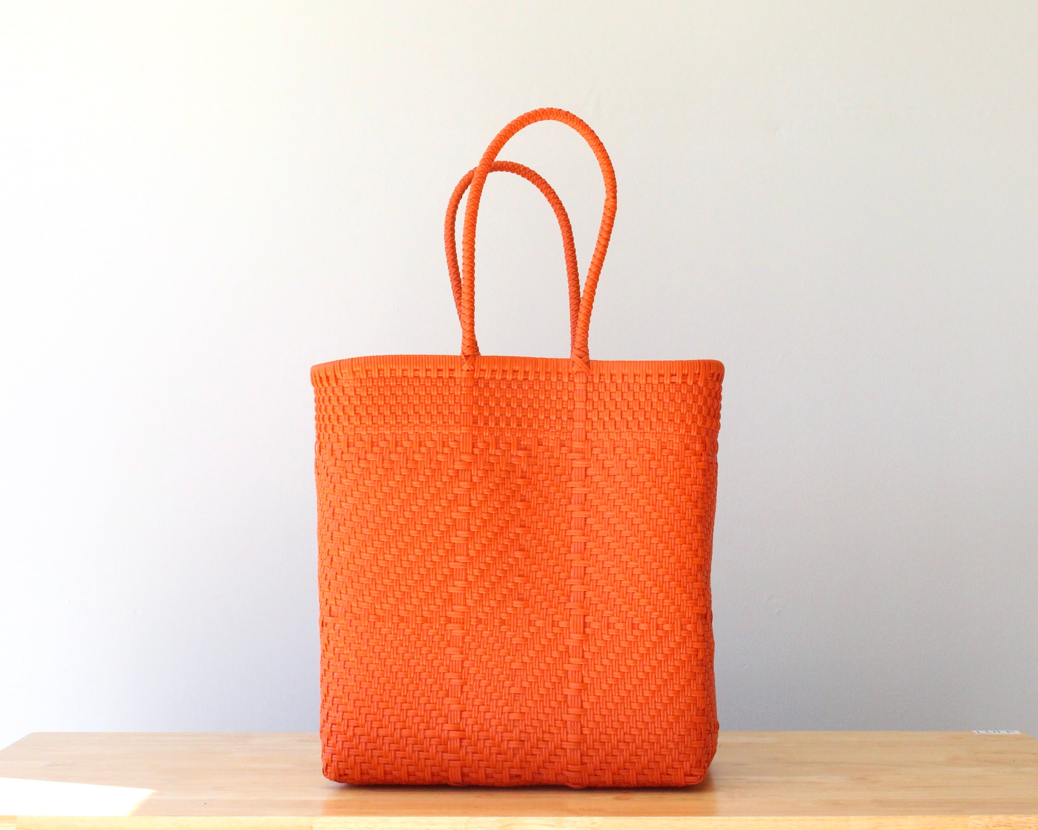 Orange Woven Artisan Tote Bag