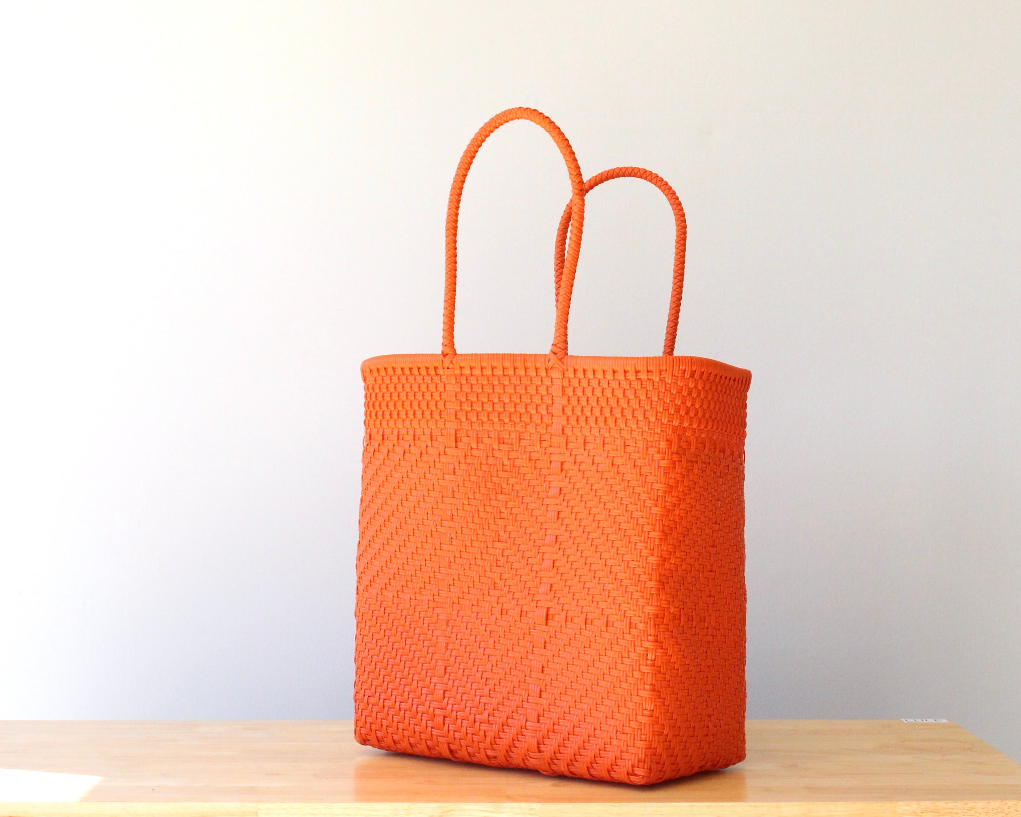 Orange Woven Artisan Tote Bag