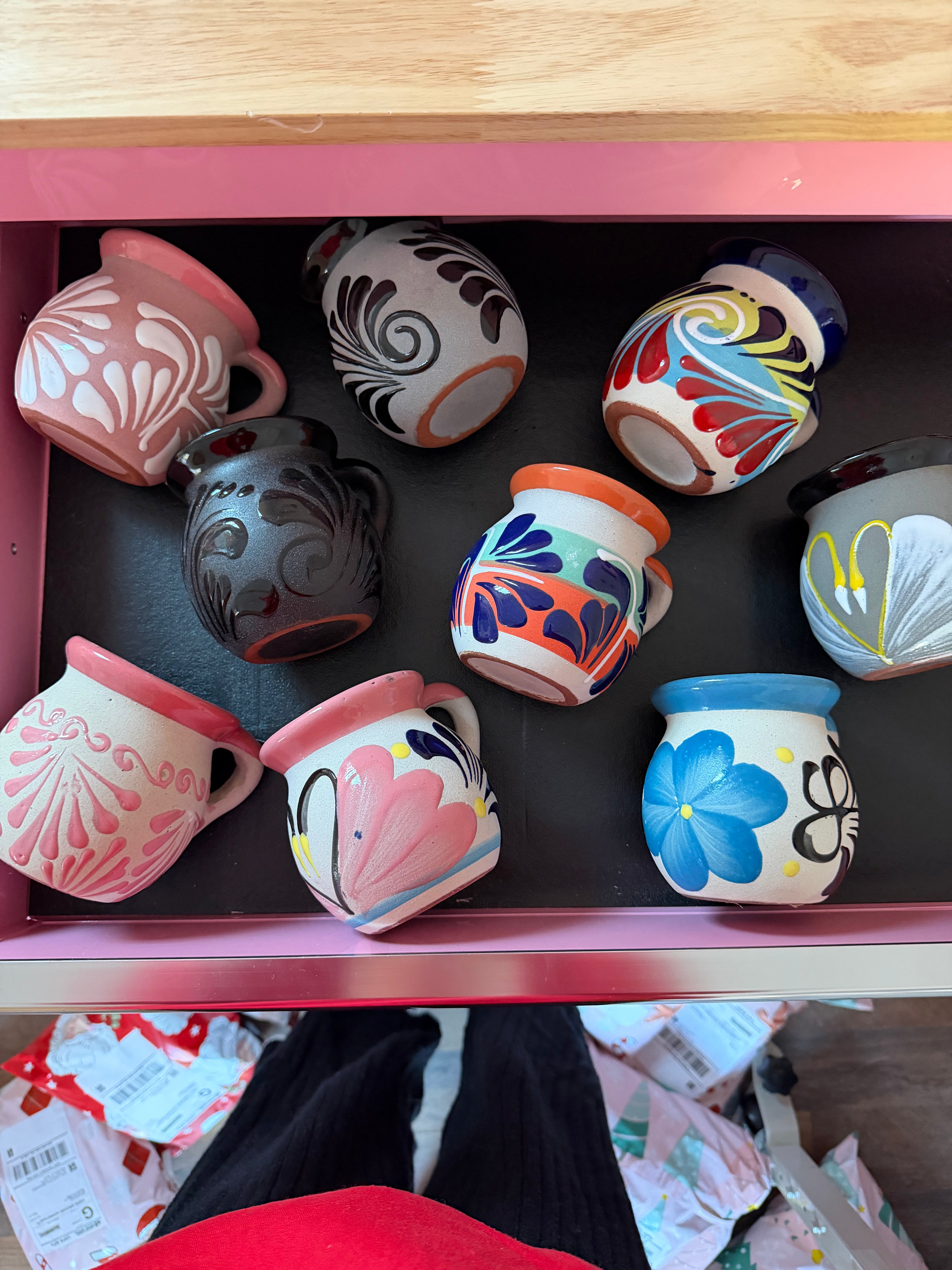 Blue Floral Barro Hand-Painted Mug