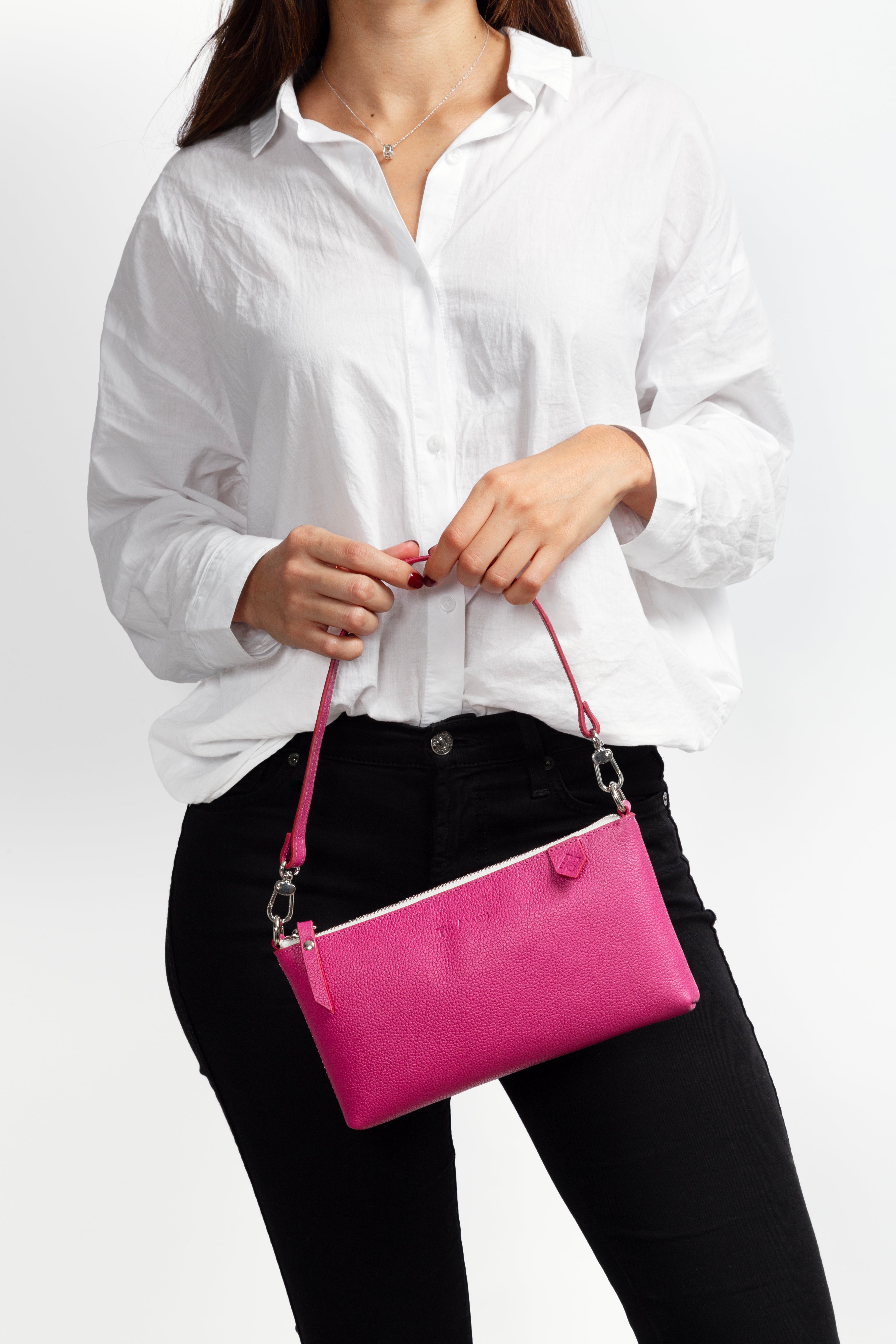 Bolso Elia de piel convertible – Clutch, bandolera y cruzado