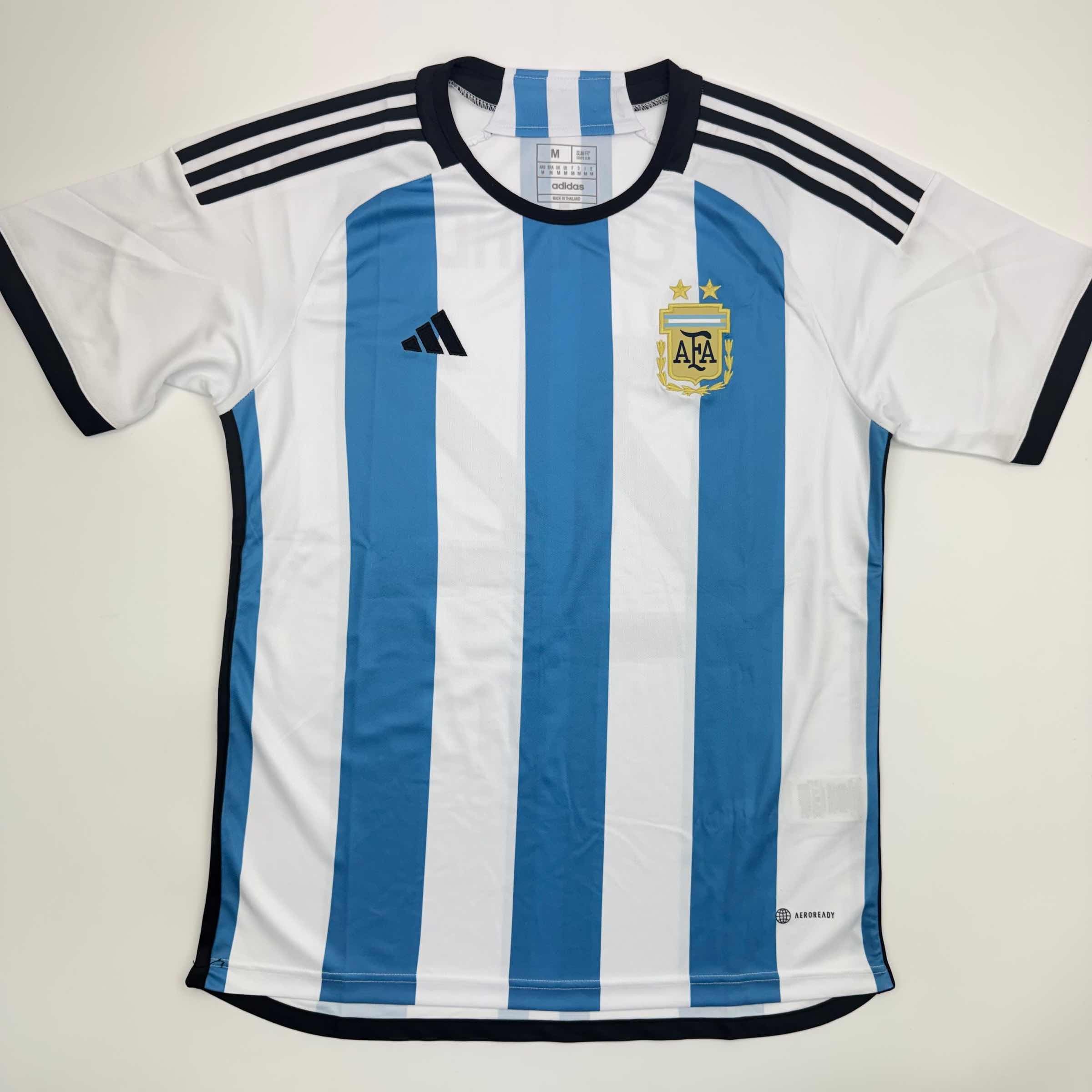 Autographed/Signed Enzo Fernandez Argentina Blue/White Soccer World Cup Jersey Beckett BAS COA