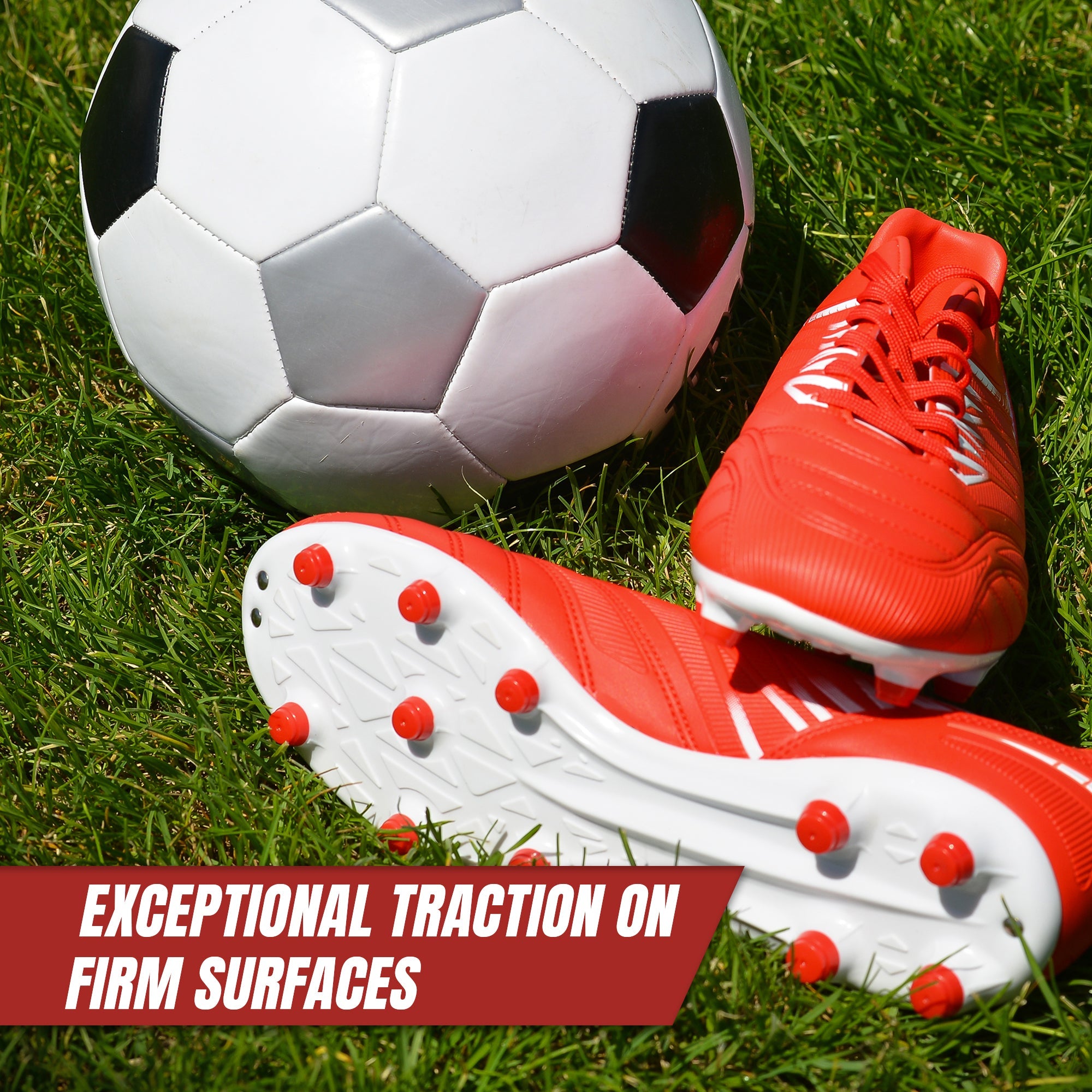 Valencia Firm Ground Soccer Cleats - Red/White