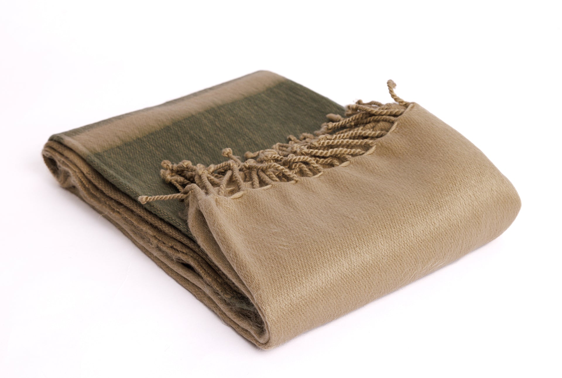 Kallpa Collection - Handwoven Tobacco Olive & Khaki Alpaca Throw Blanket From Ecuador