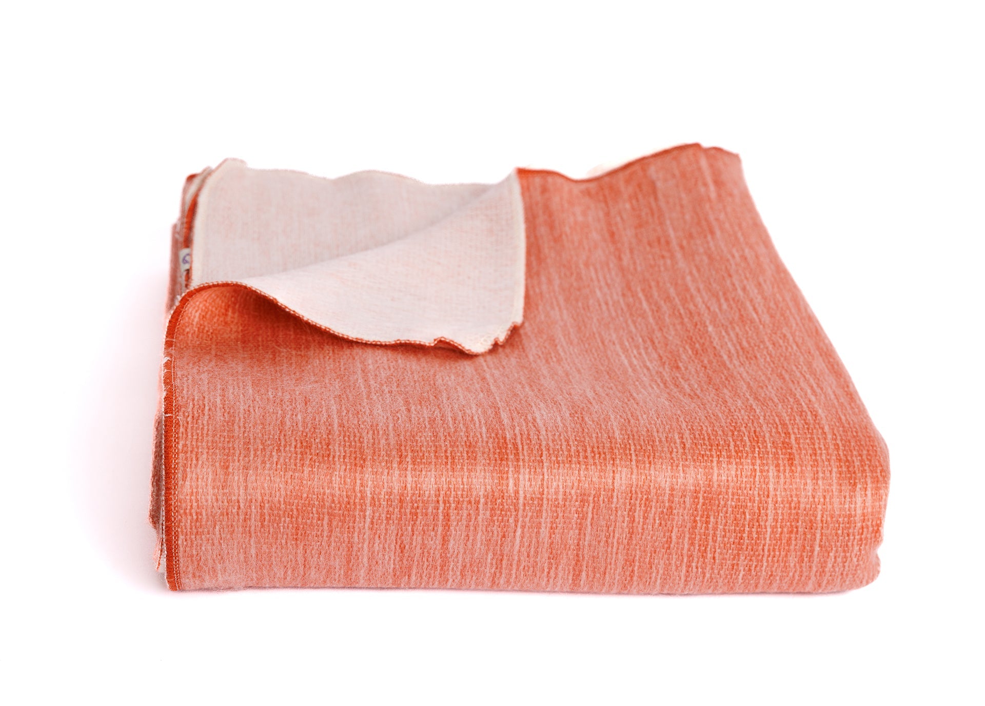 Kani Collection - Handwoven Reversible Melon & White Alpaca Throw Blanket From Ecuador