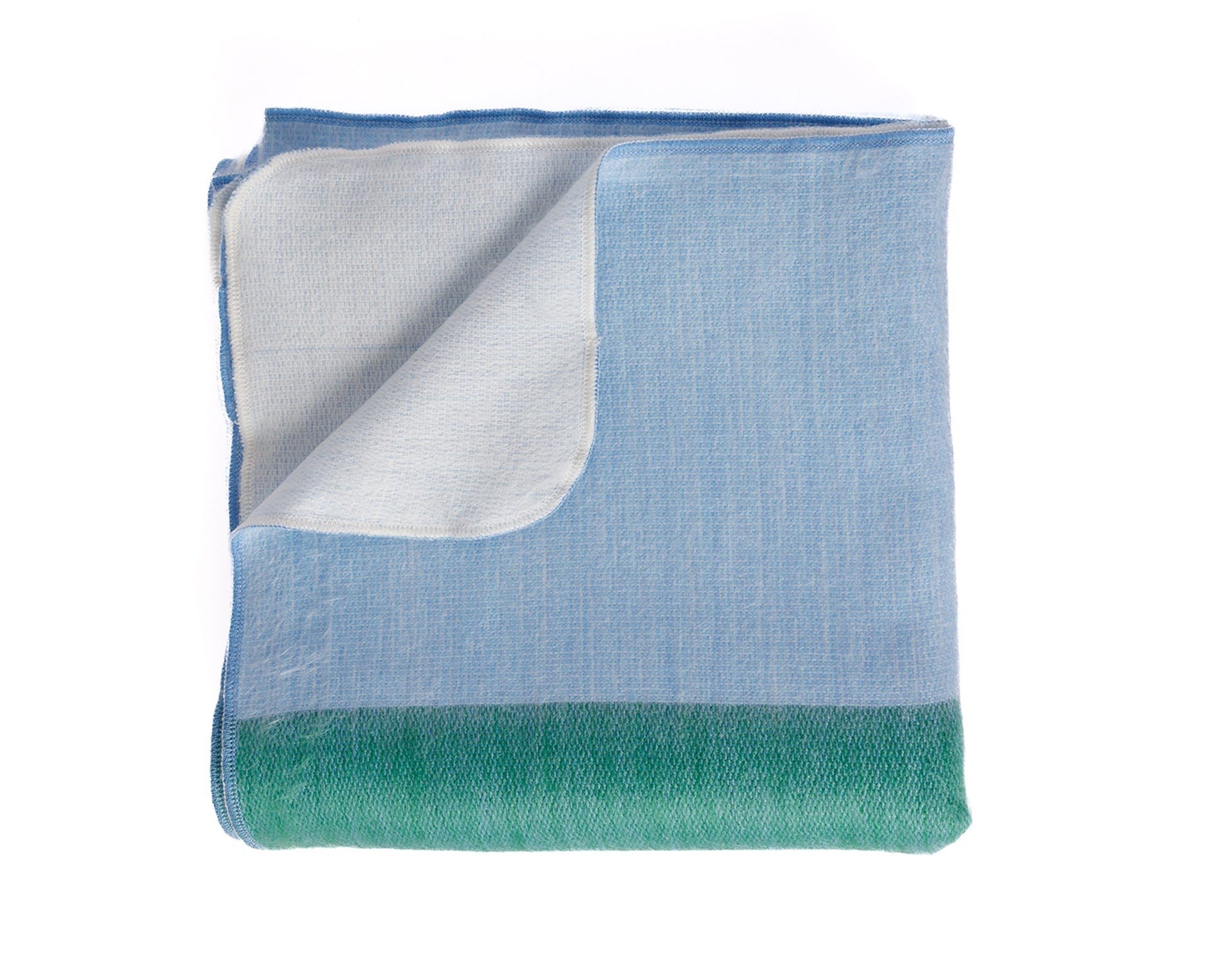 Kani Collection - Handwoven Reversible Powder Blue & Green Alpaca Throw Blanket From Ecuador